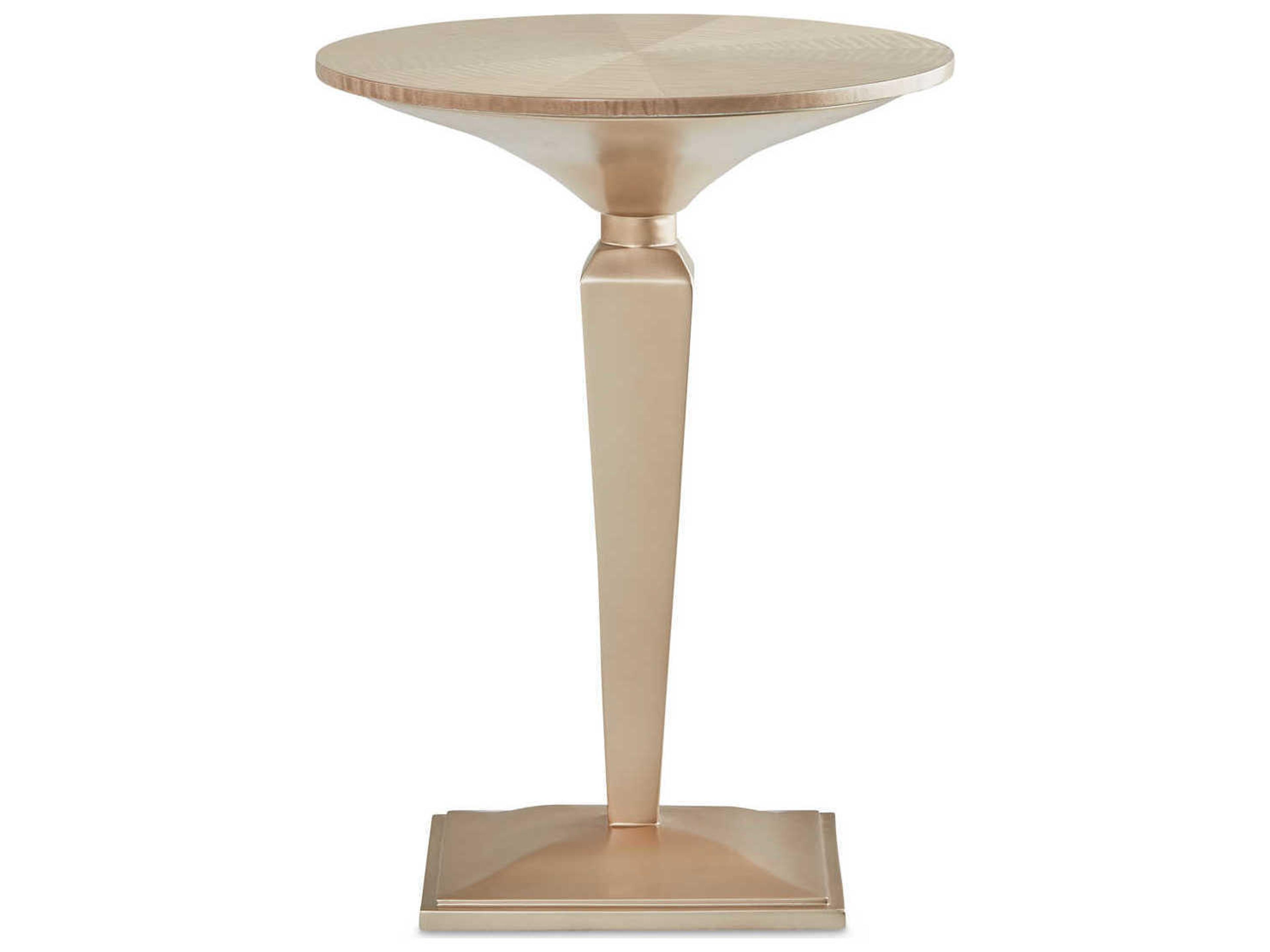 Luxecor Gilded Round Wood Chardonnay End Table