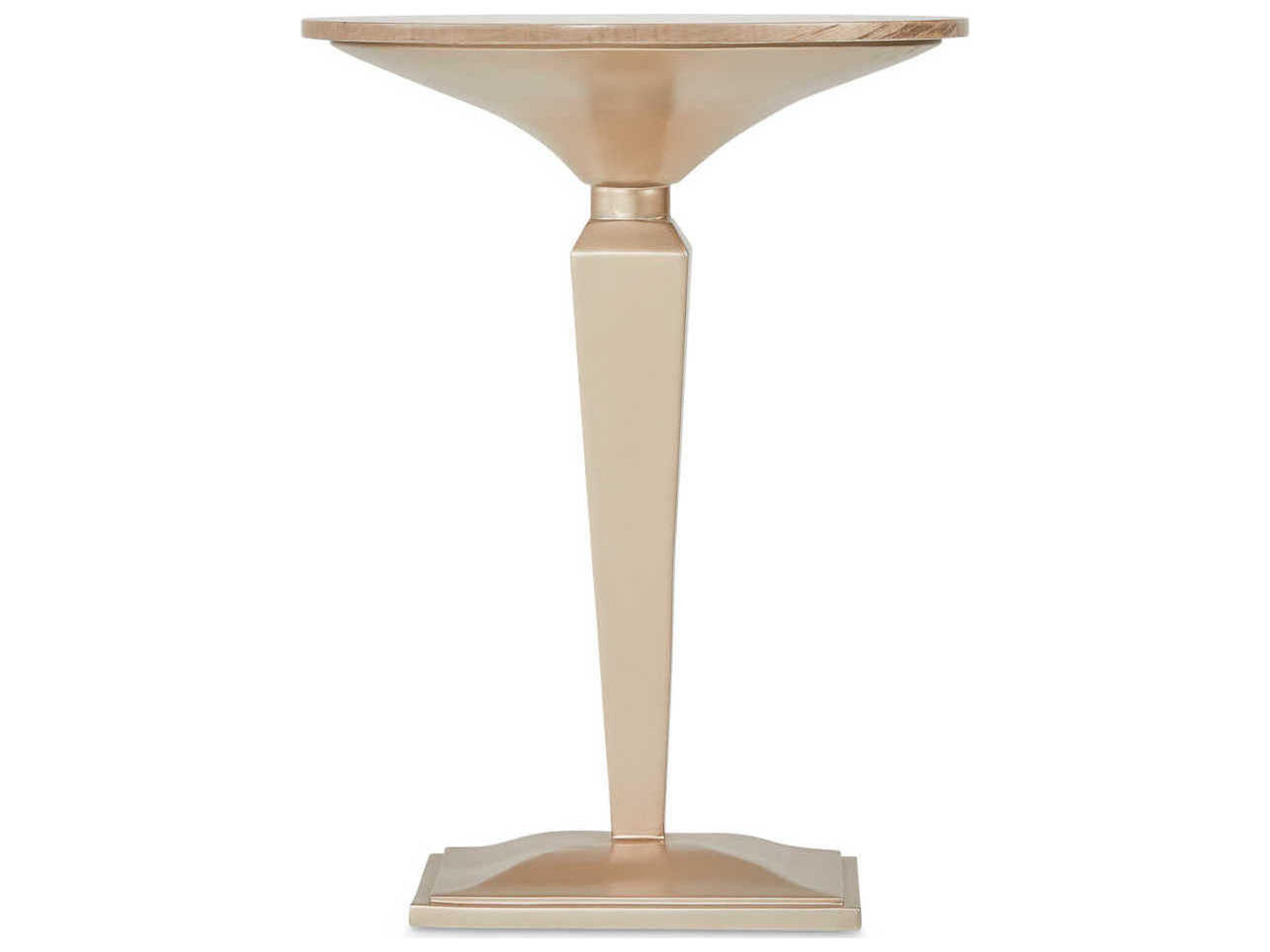 Luxecor Gilded Round Wood Chardonnay End Table