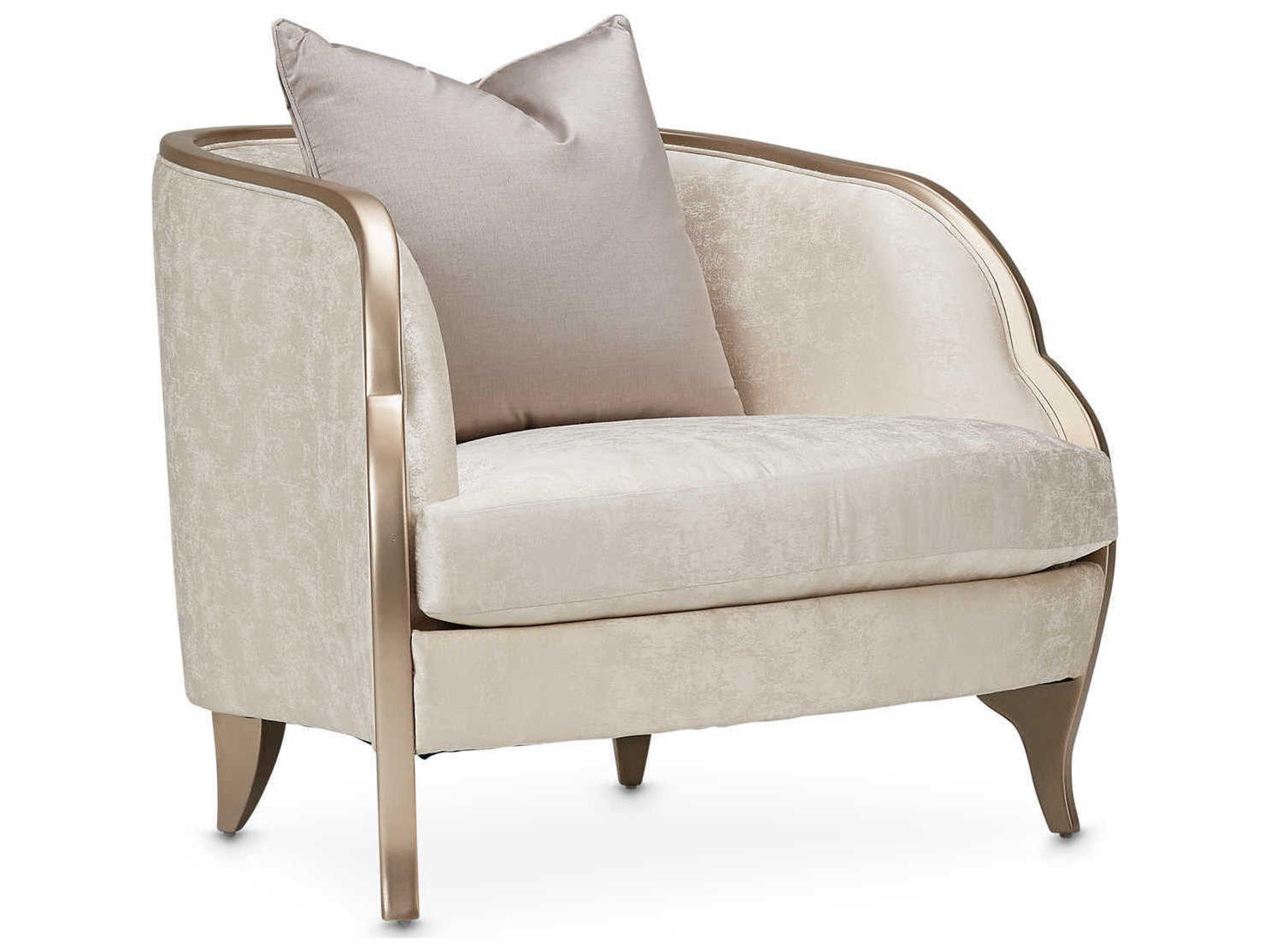 Luxecor Gilded White Fabric Accent Chair