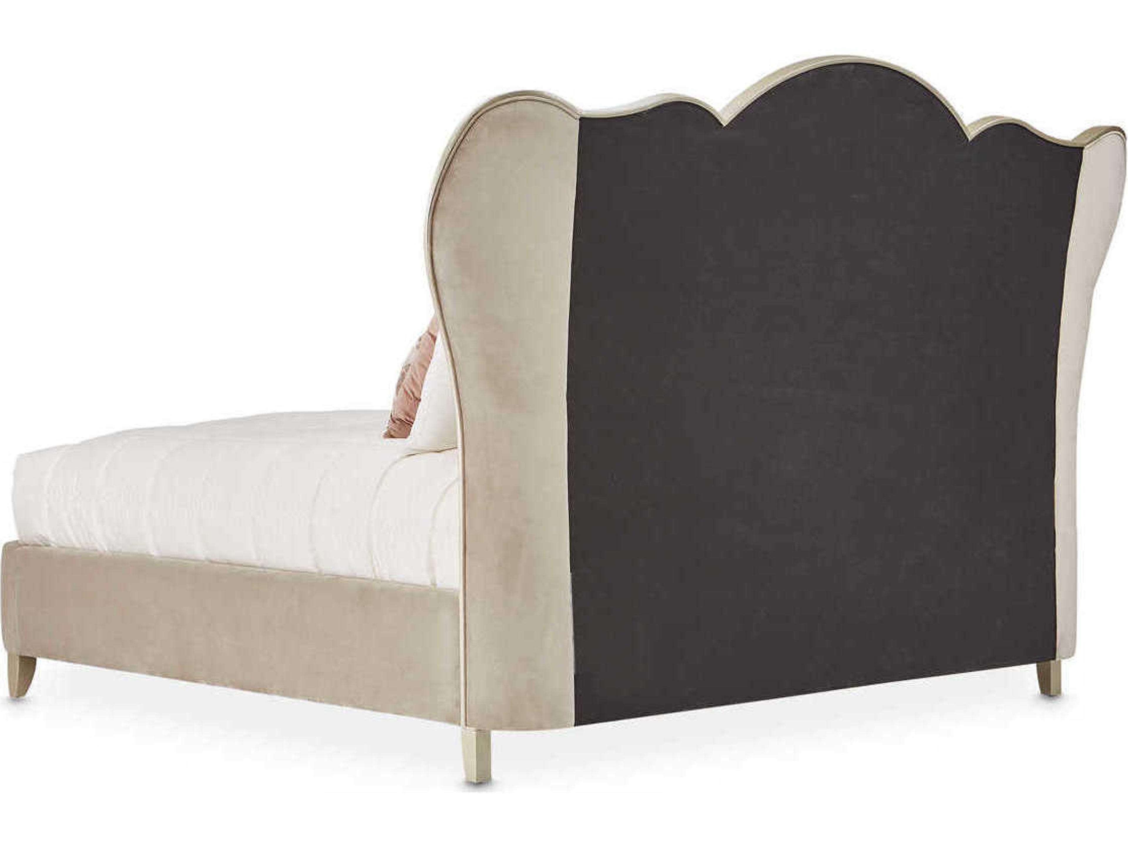 Luxecor Gilded Beige Birch Wood Upholstered King Panel Bed