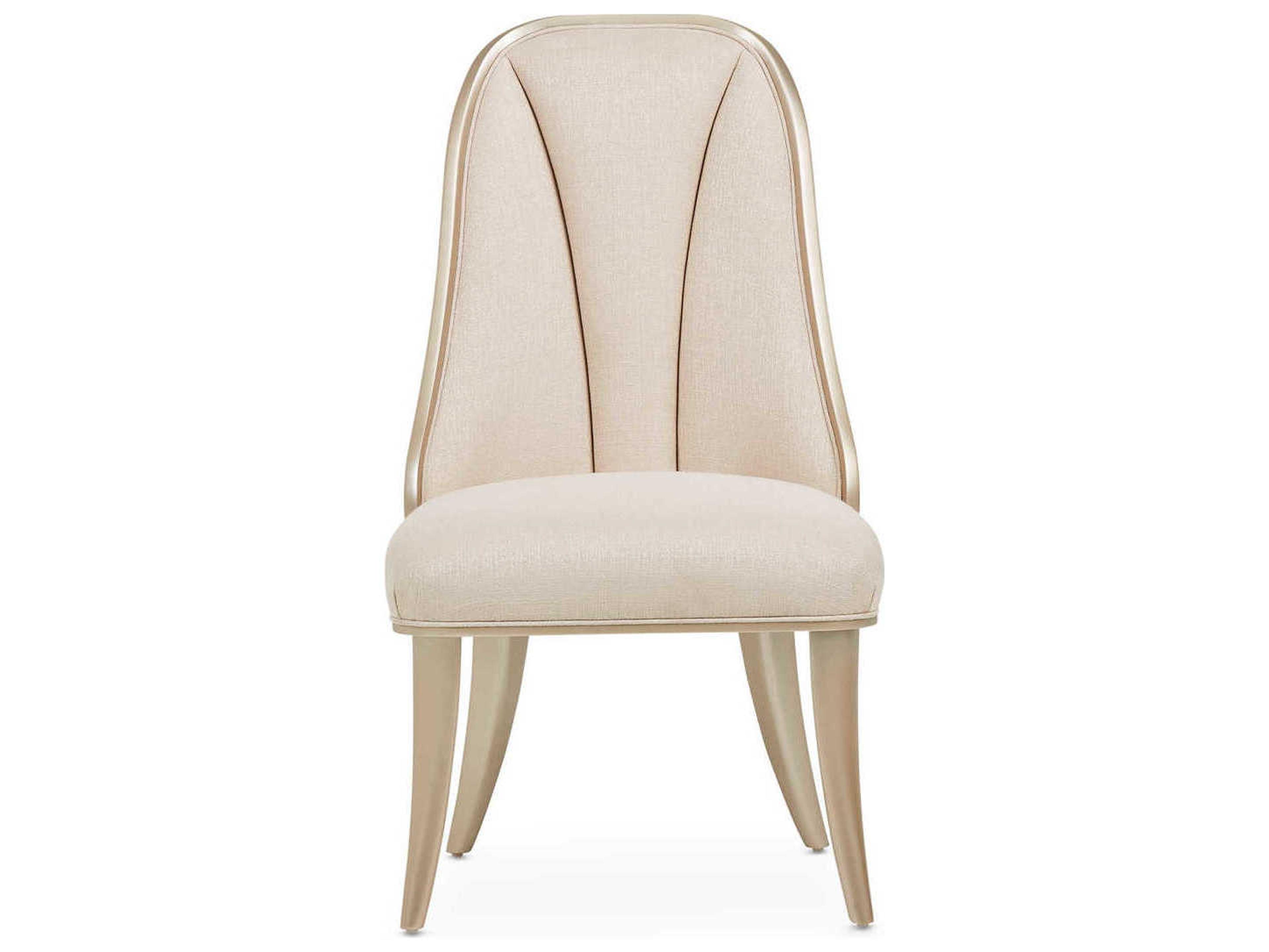 Luxecor Gilded Birch Wood Beige Upholstered Side Dining Chair