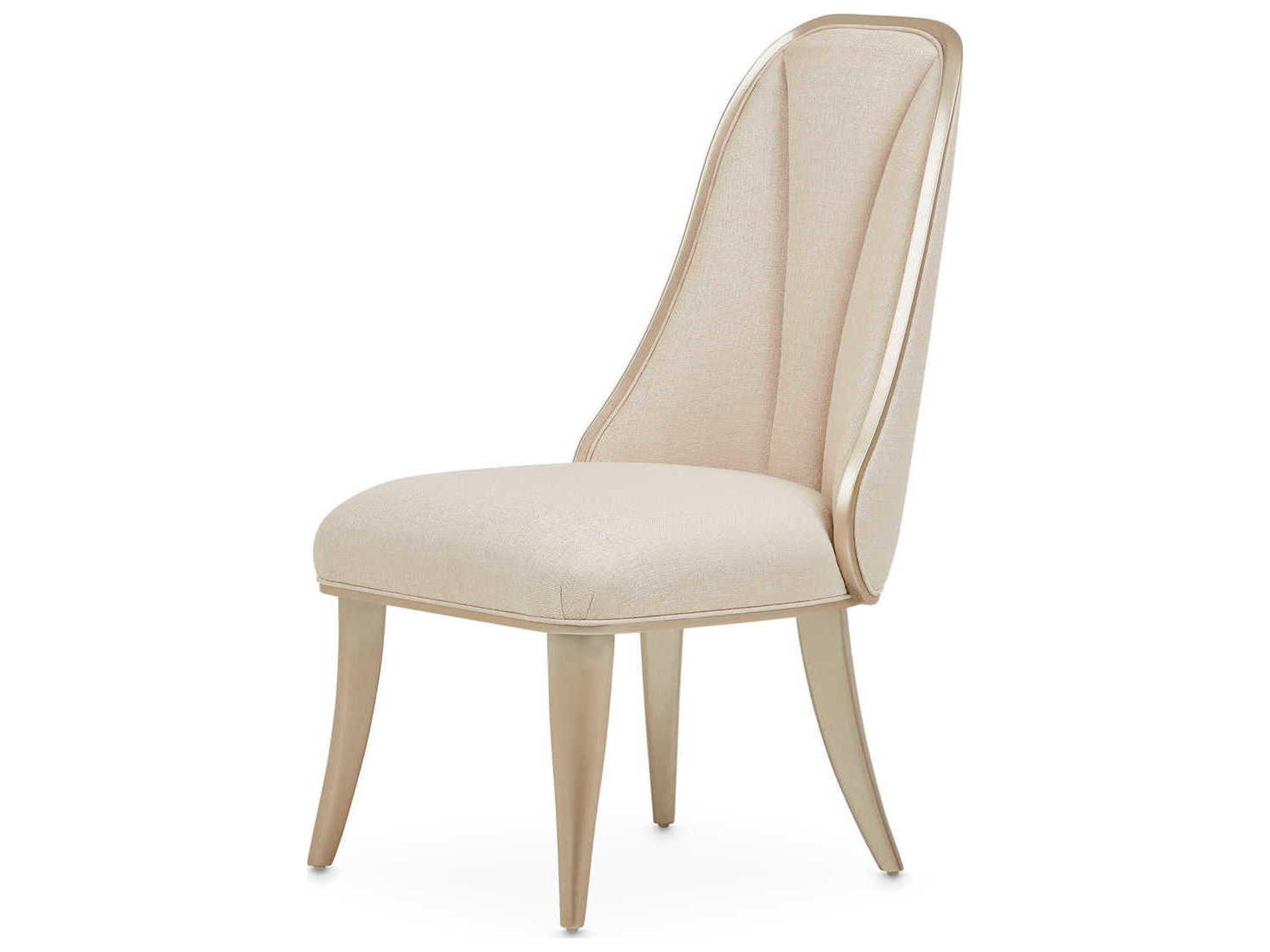 Luxecor Gilded Birch Wood Beige Upholstered Side Dining Chair
