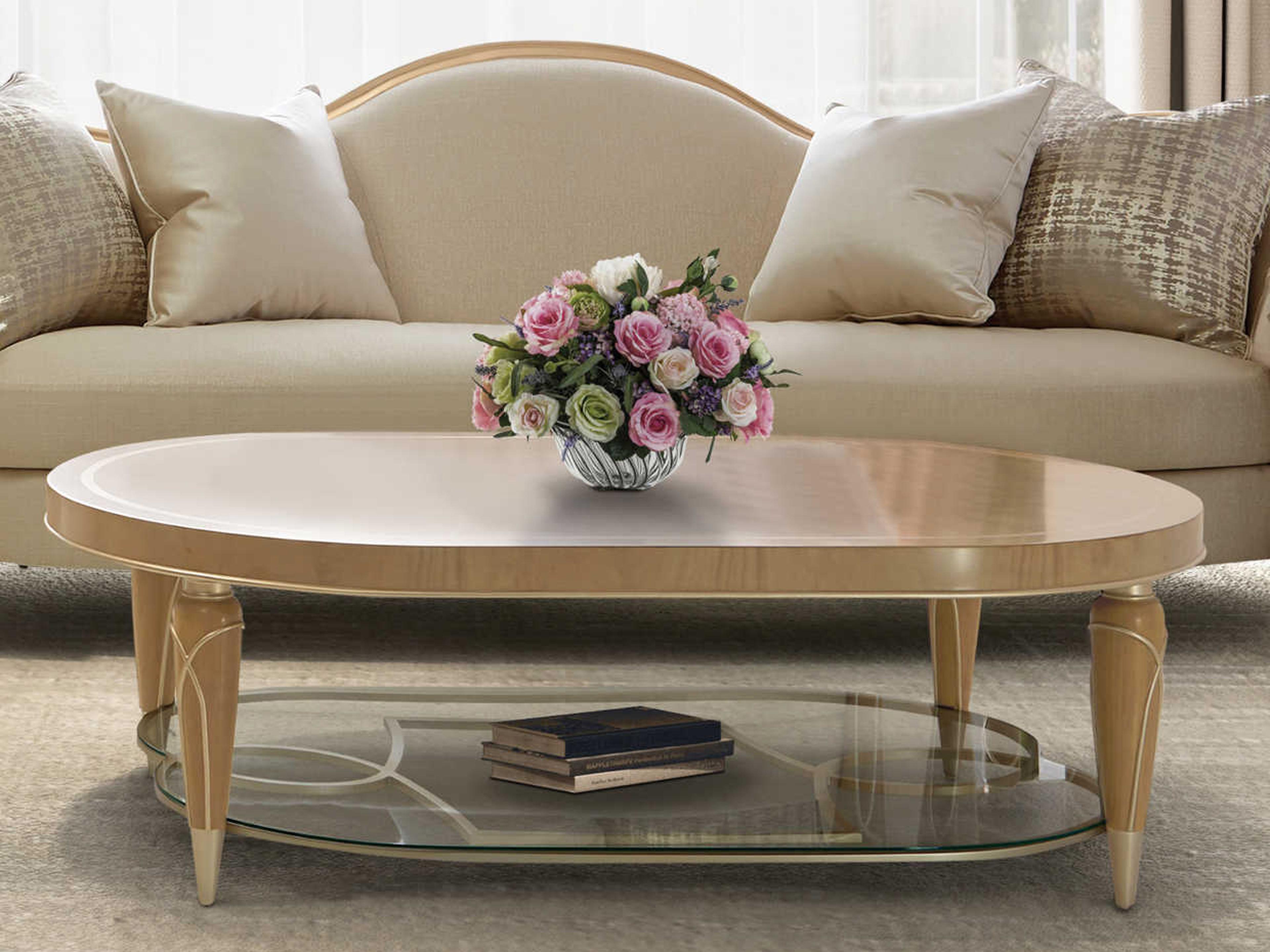 Luxecor Gilded Oval Wood Cocktail Table