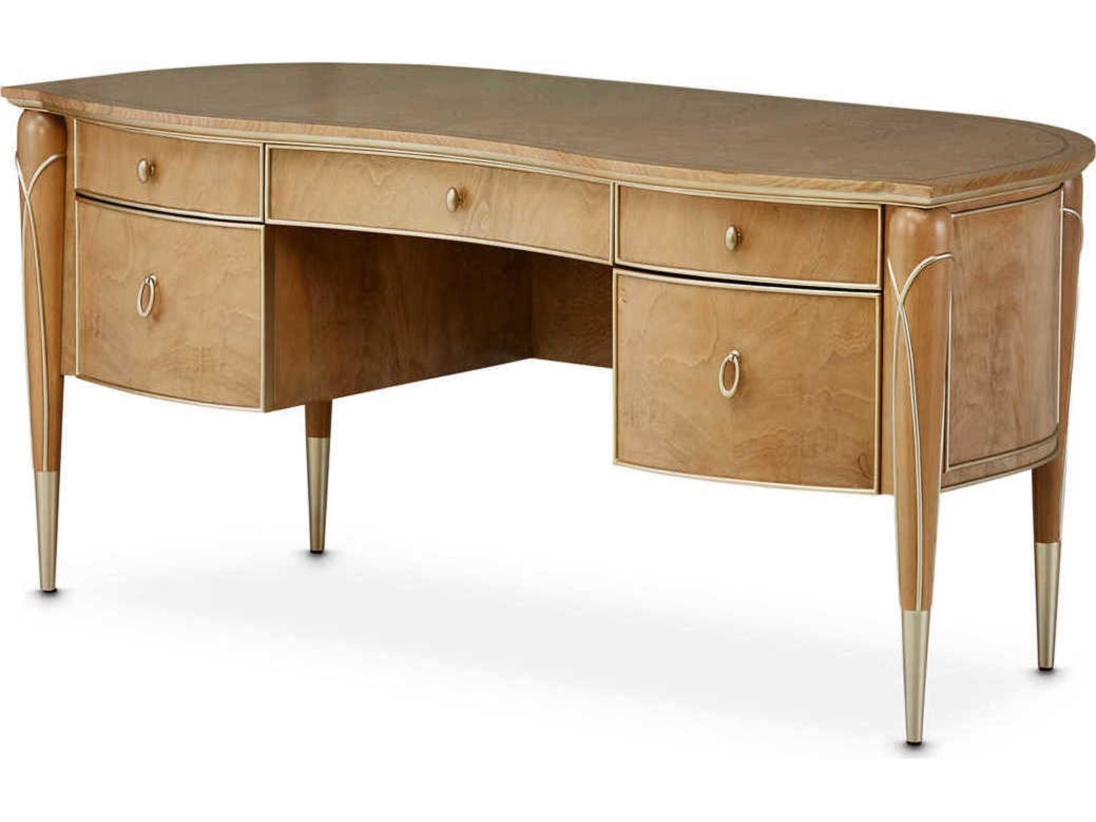 Villa Cherie Caramel Brown Birch Wood Executive Desk