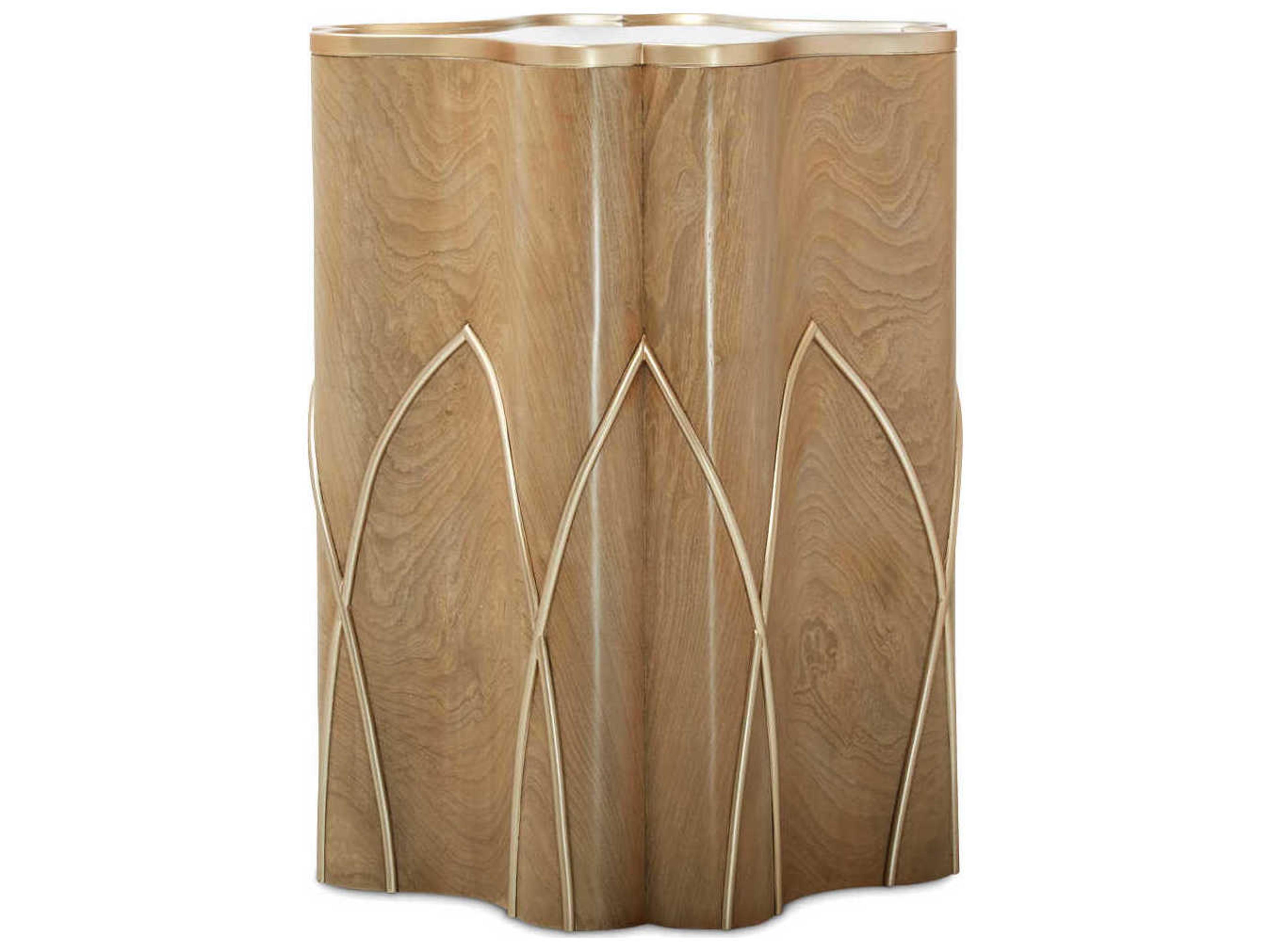 Luxecor Gilded Round Glass End Table