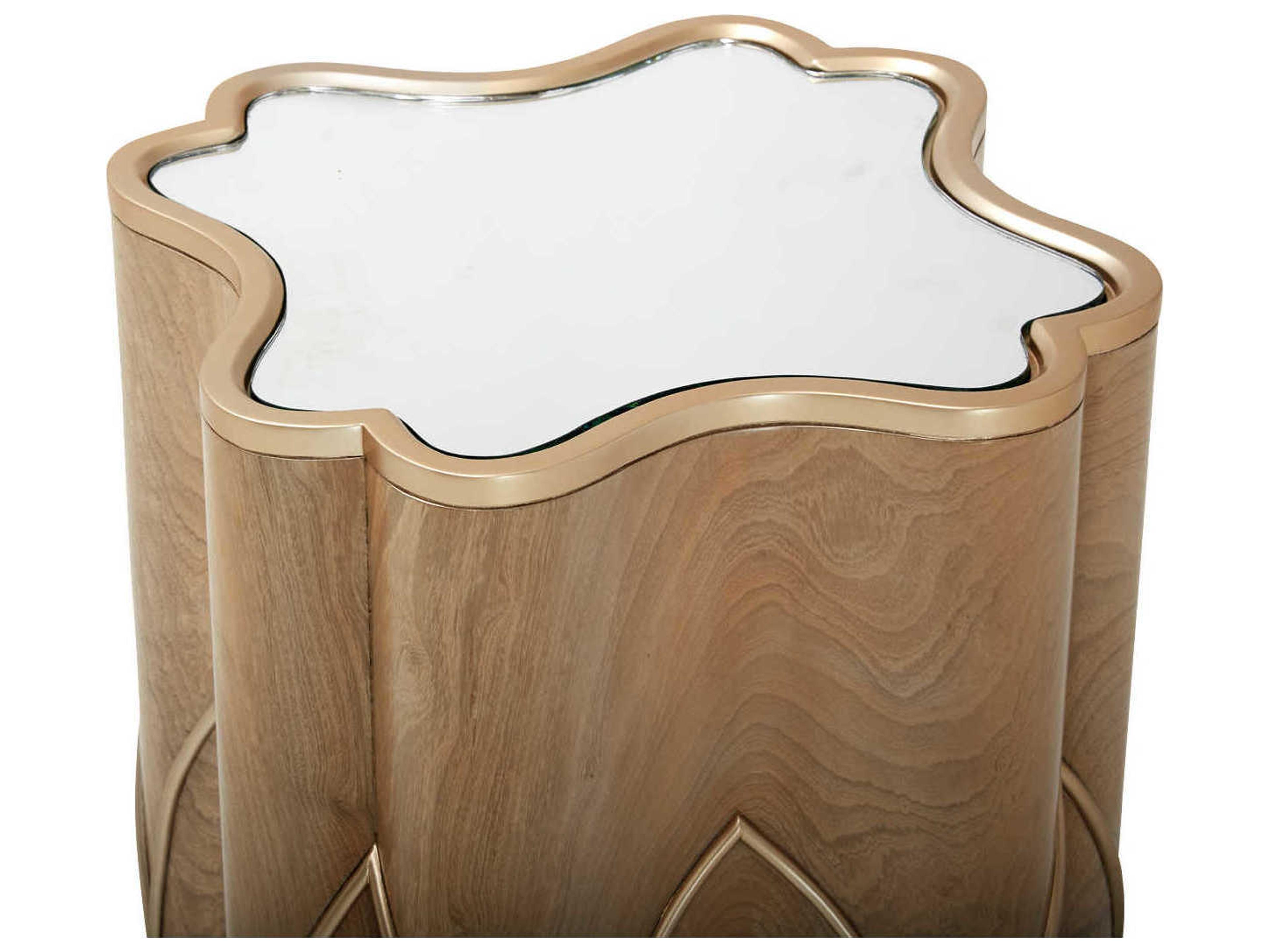 Luxecor Gilded Round Glass End Table