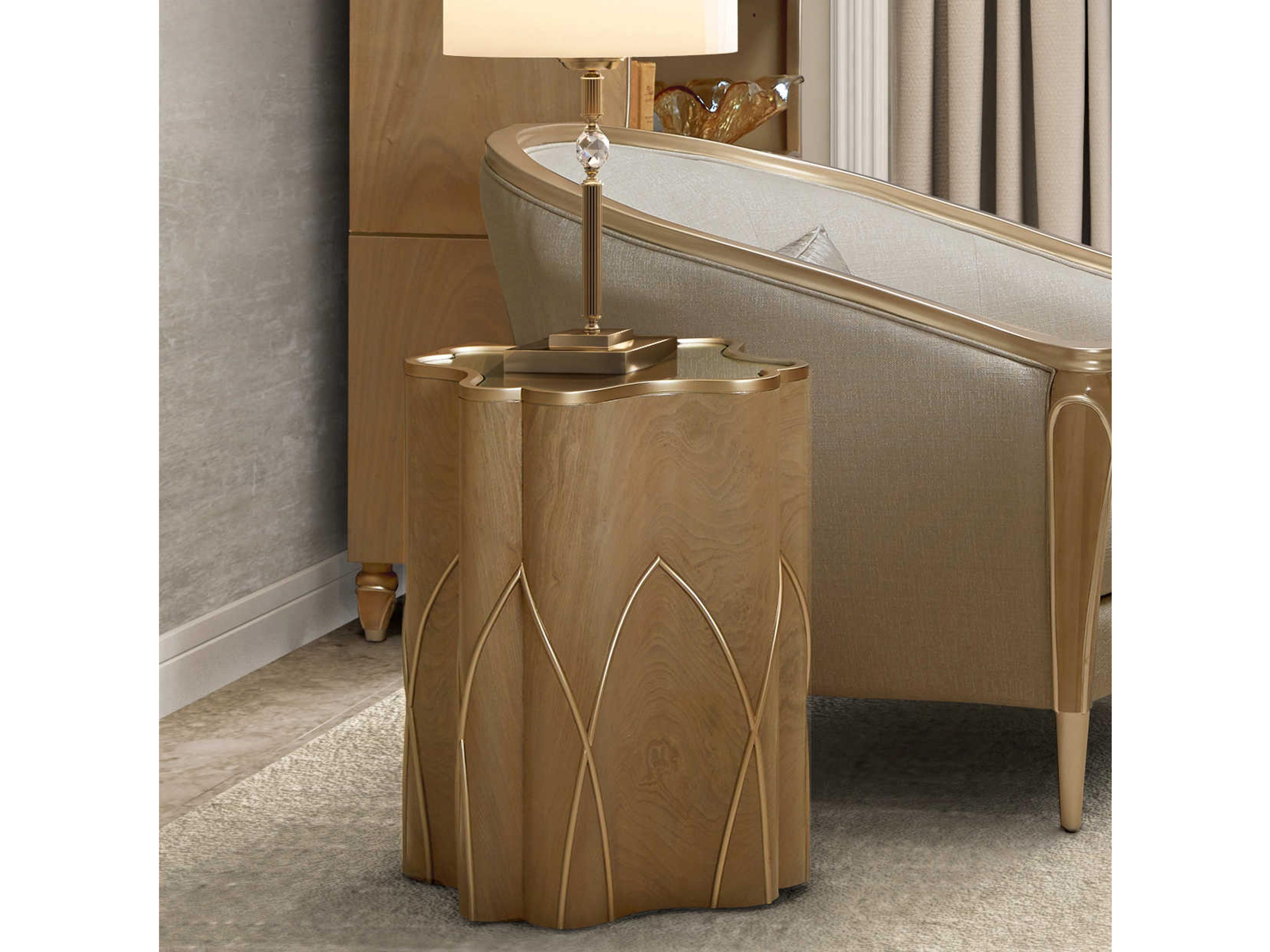 Luxecor Gilded Round Glass End Table