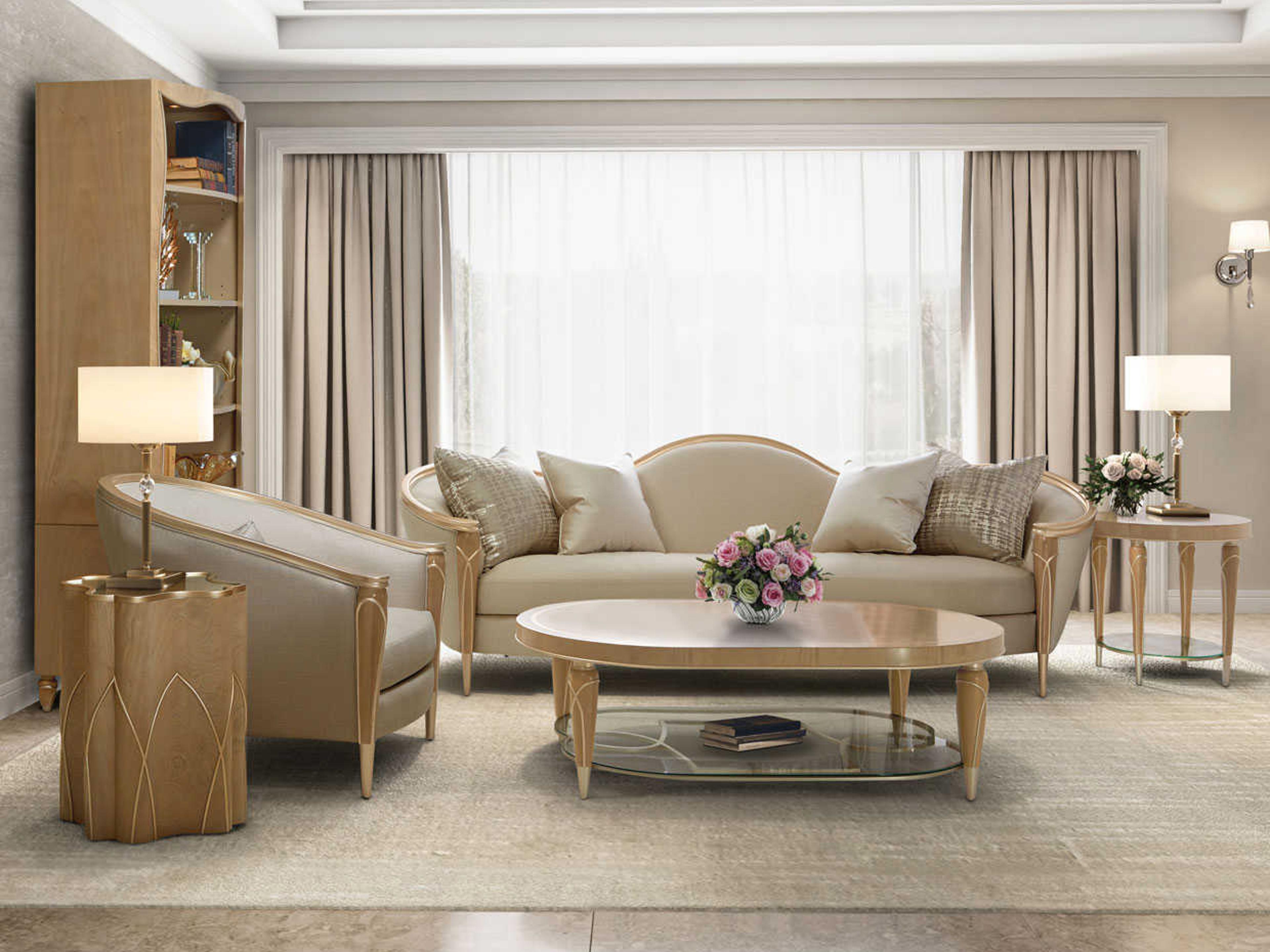 Luxecor Gilded Round Glass End Table