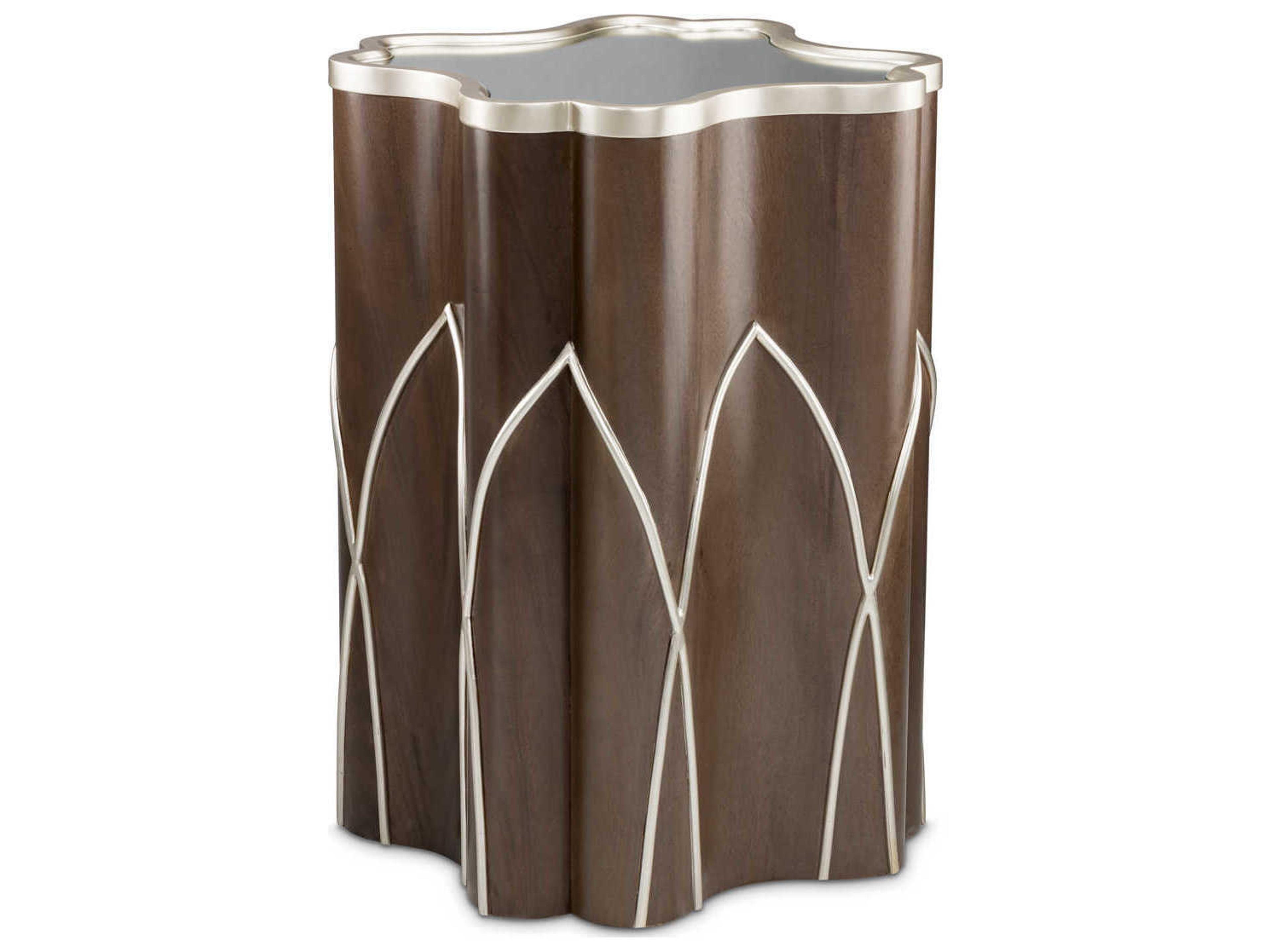 Villa Cherie Hazelnut Round Glass End Table