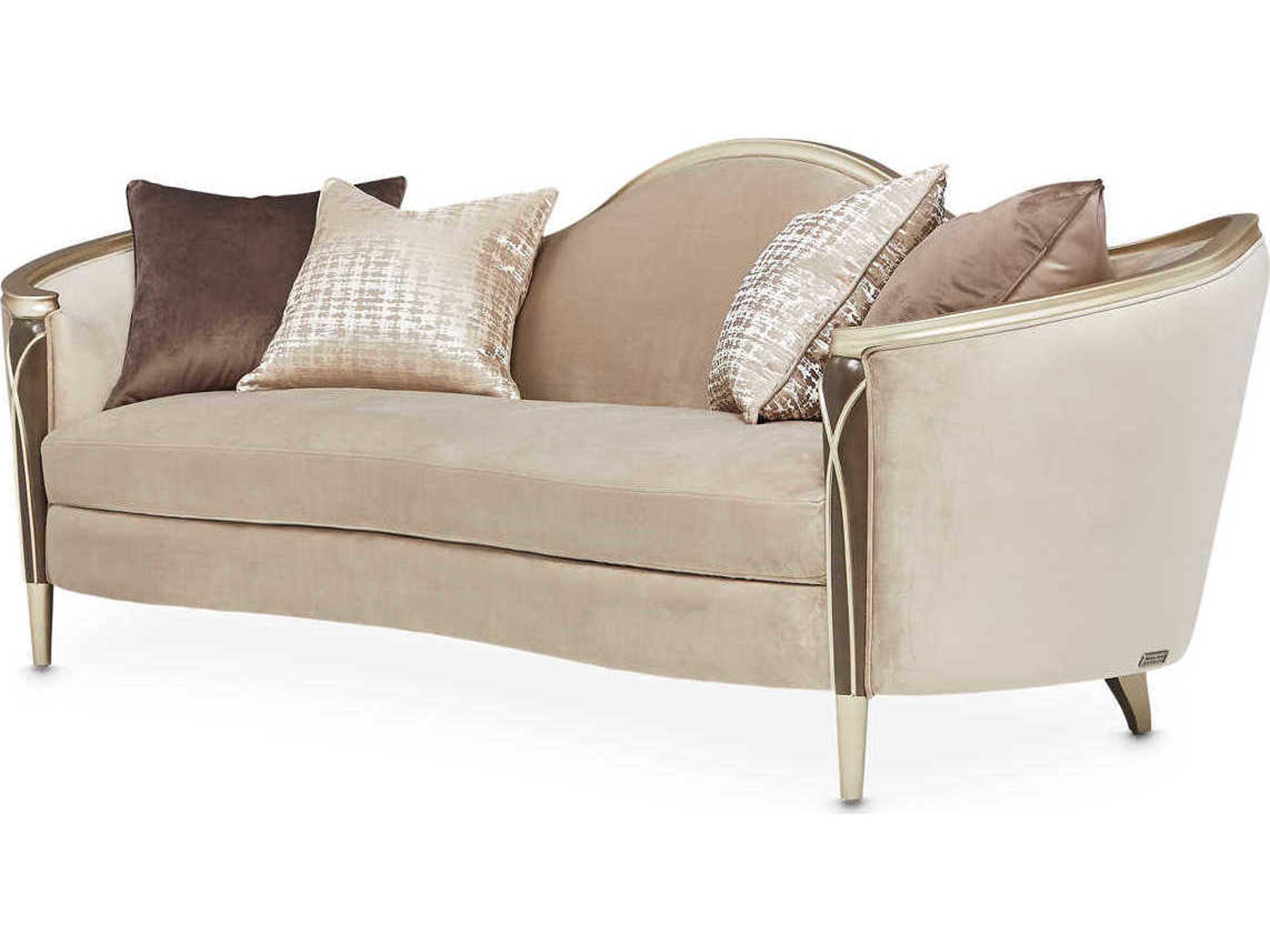 Luxecor Gilded Porcini Beige Velvet Upholstered Sofa