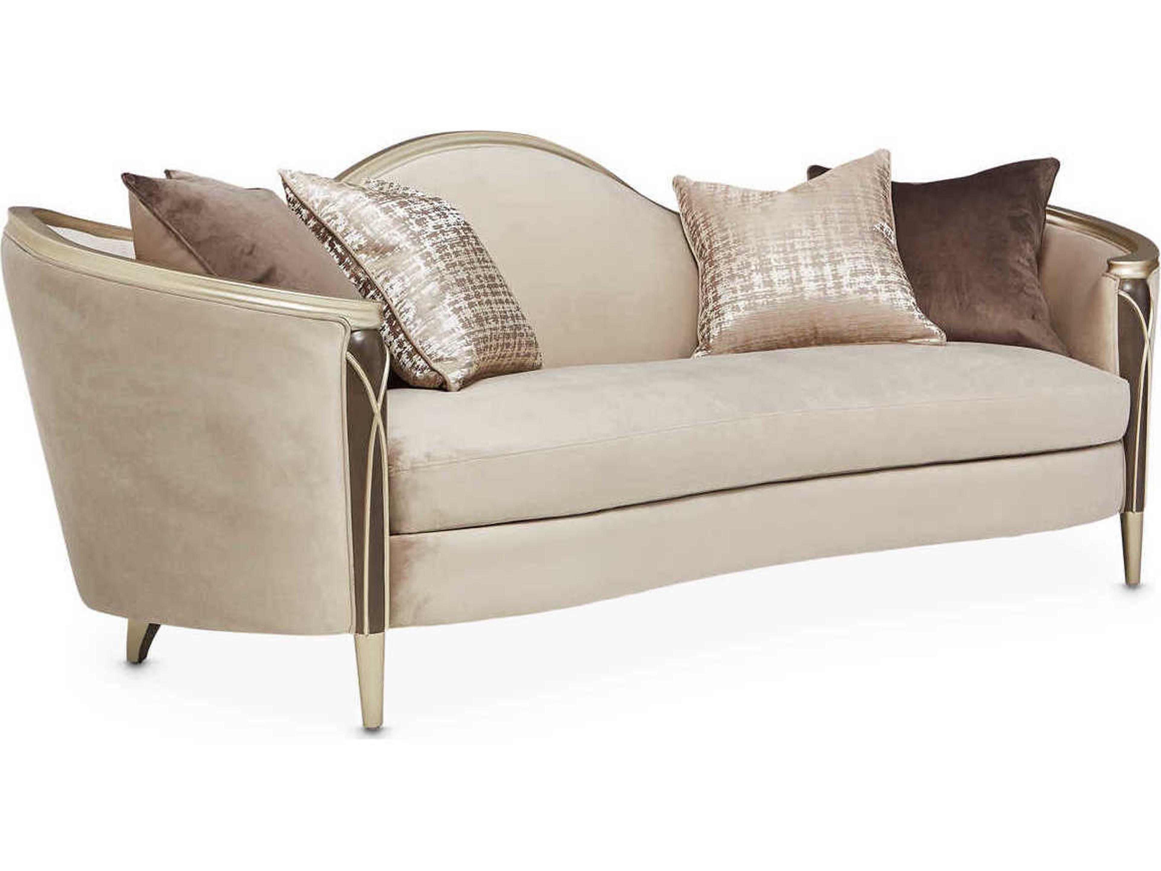 Luxecor Gilded Porcini Beige Velvet Upholstered Sofa