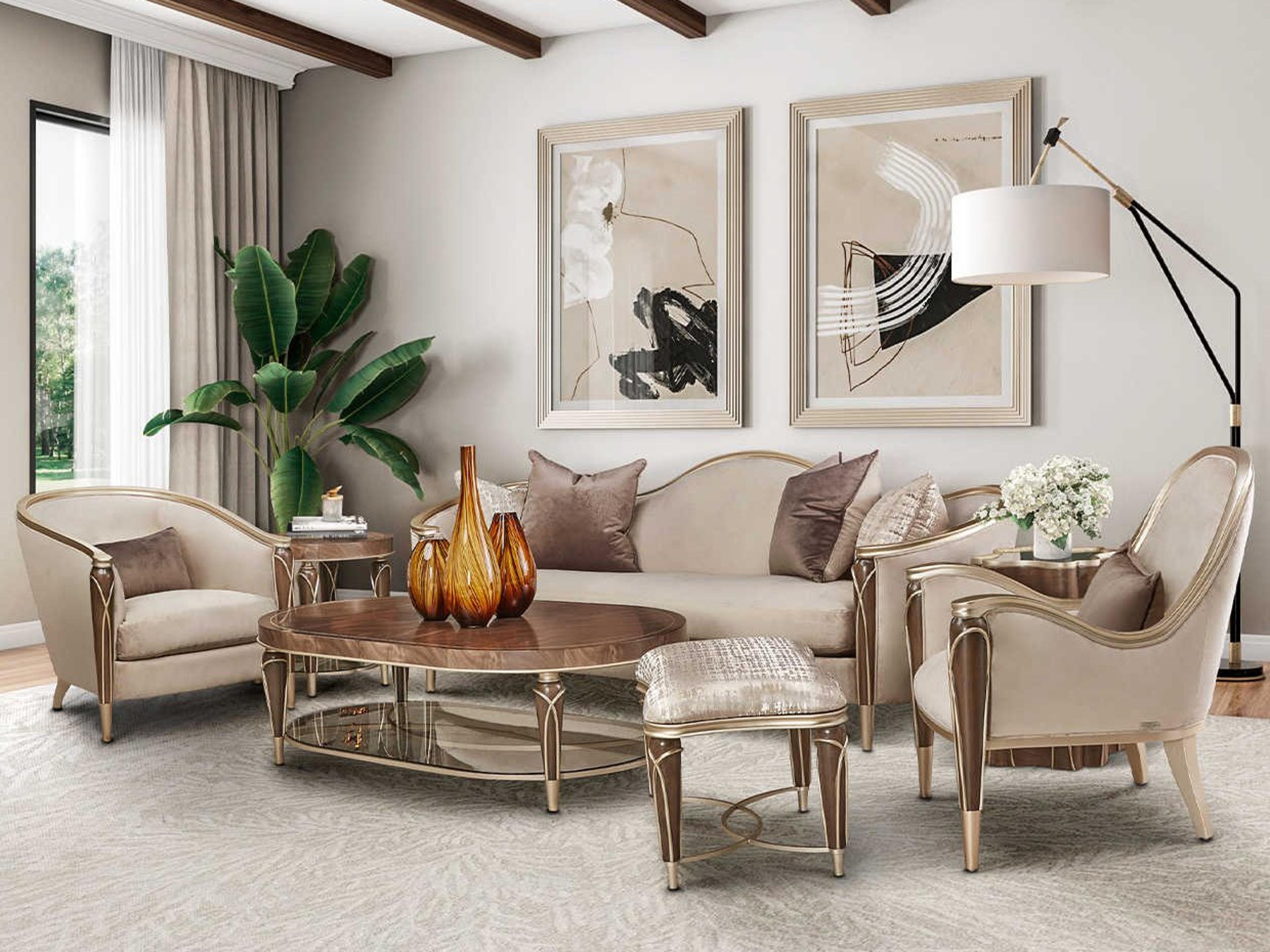 Michael Amini Villa Cherie Hazelnut Sofa Set