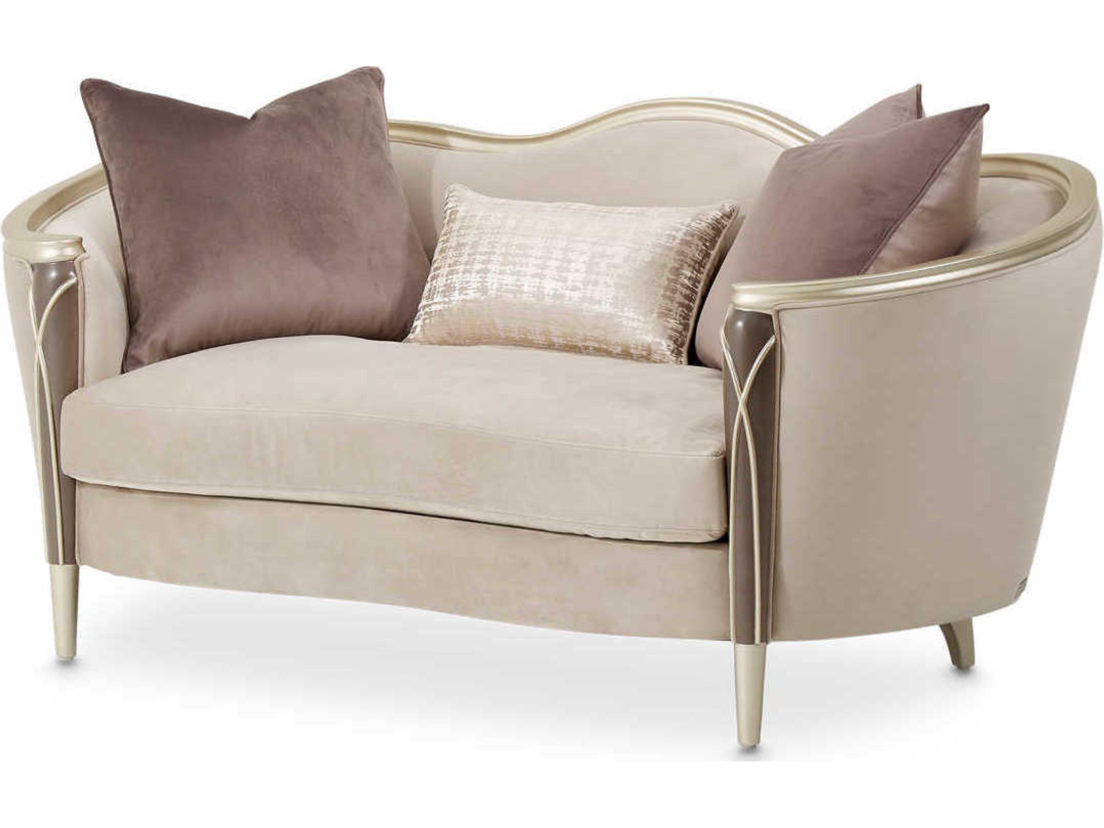 Luxecor Gilded Porcini Beige Velvet Upholstered Loveseat