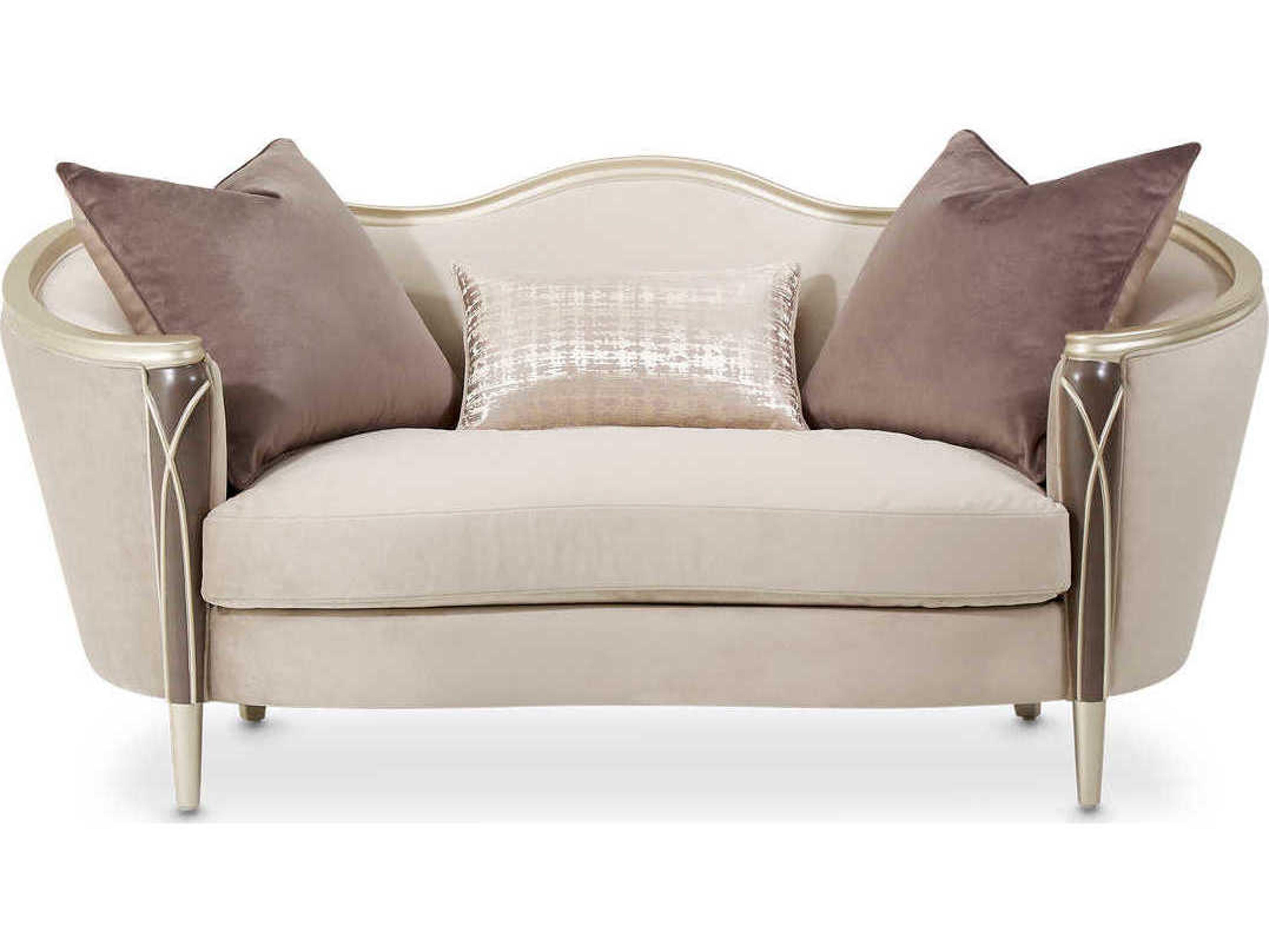 Luxecor Gilded Porcini Beige Velvet Upholstered Loveseat