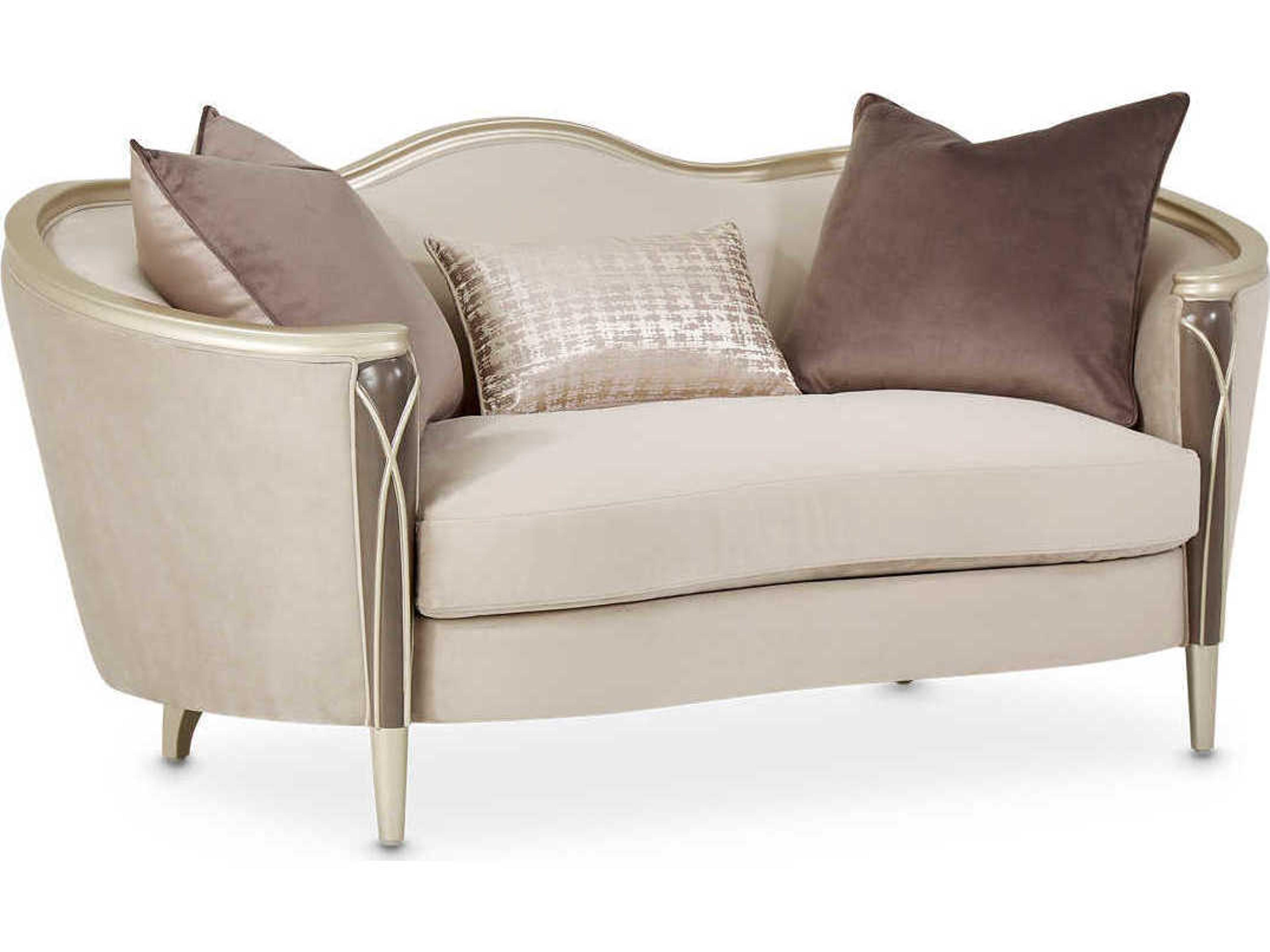 Luxecor Gilded Porcini Beige Velvet Upholstered Loveseat