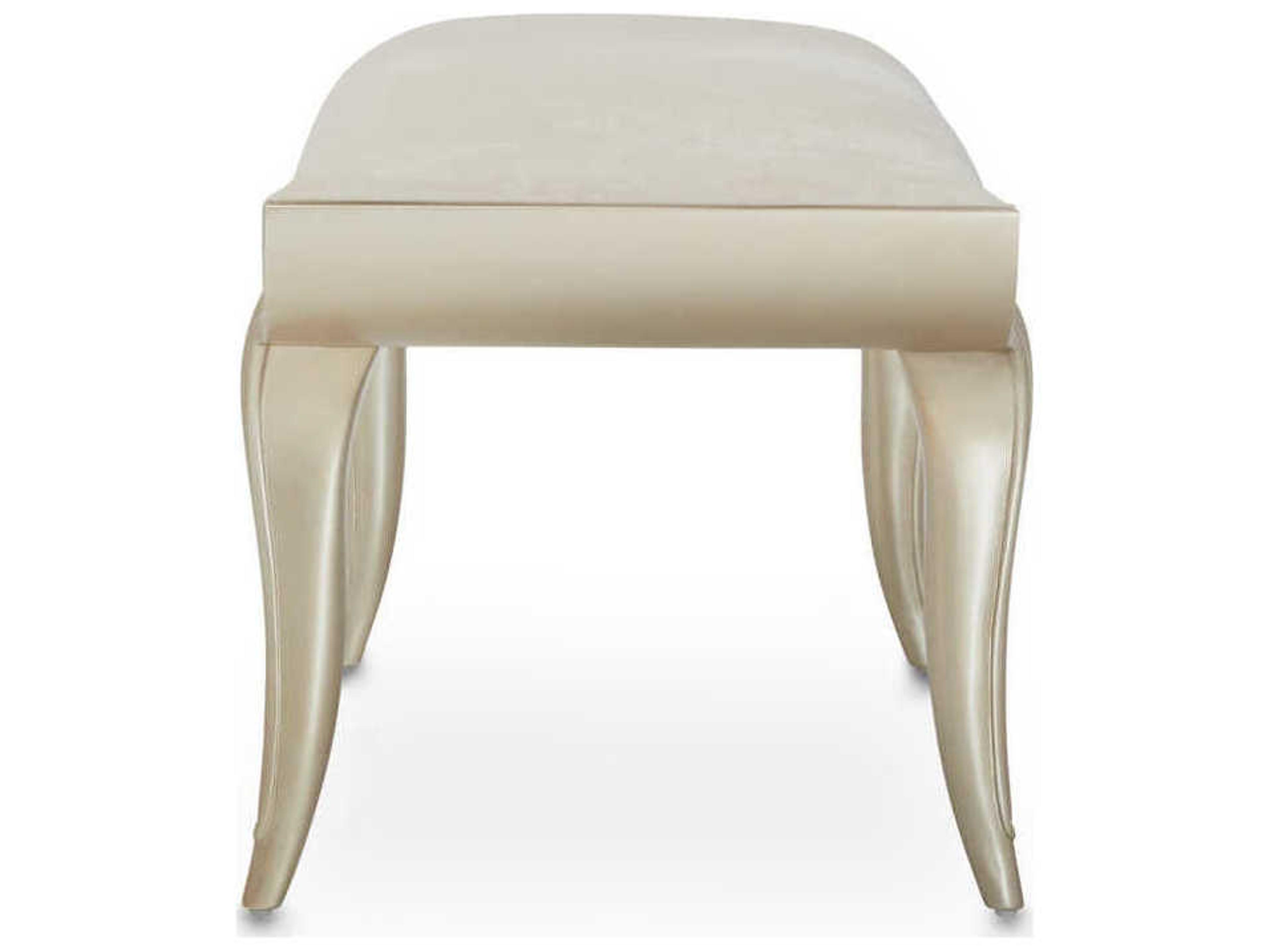 Luxecor Gilded Pearl White Velvet Upholstered Accent Bench