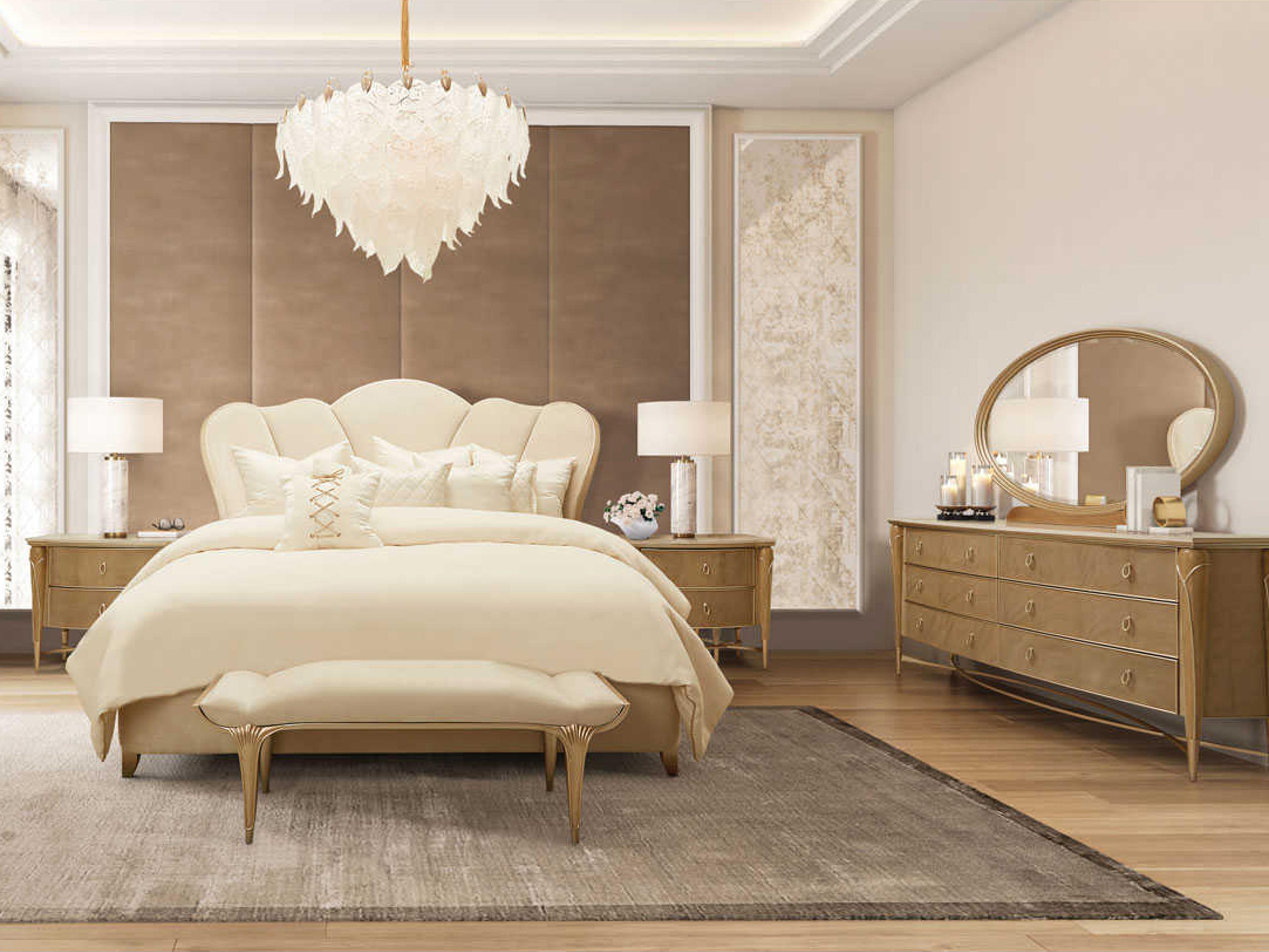 Luxecor Gilded Pearl White Velvet Upholstered Accent Bench