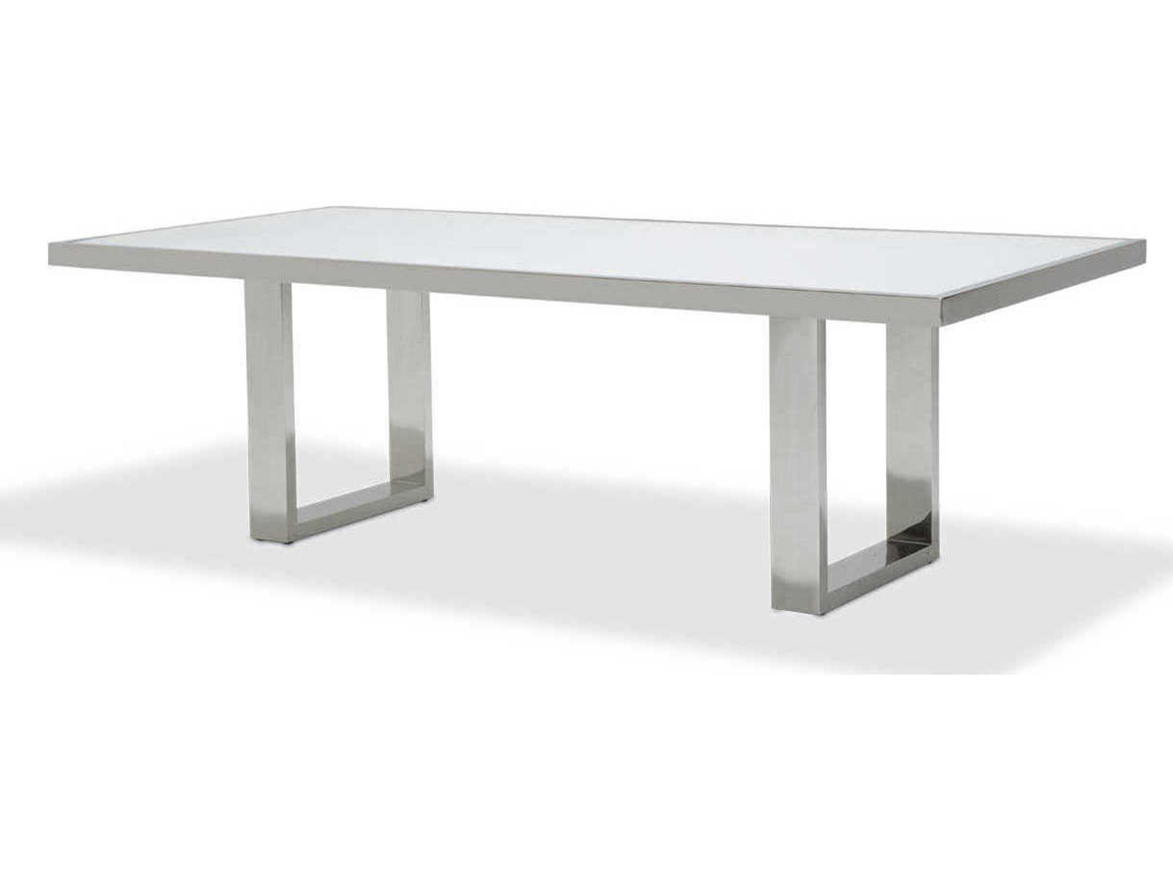 State St Rectangular Glass Glossy White Dining Table