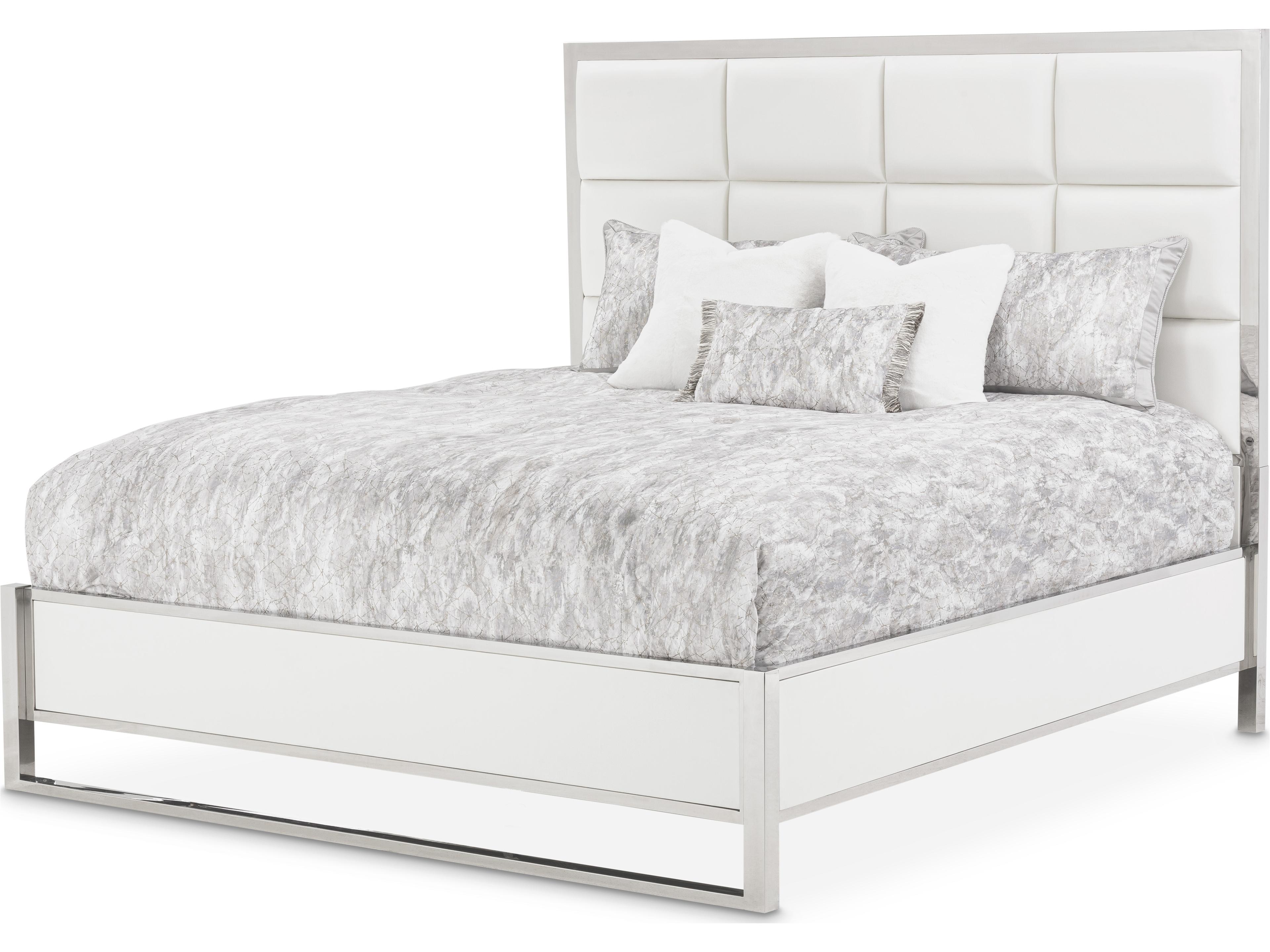 State St. Eastern King Short Metal Panel Bed in Satin White
