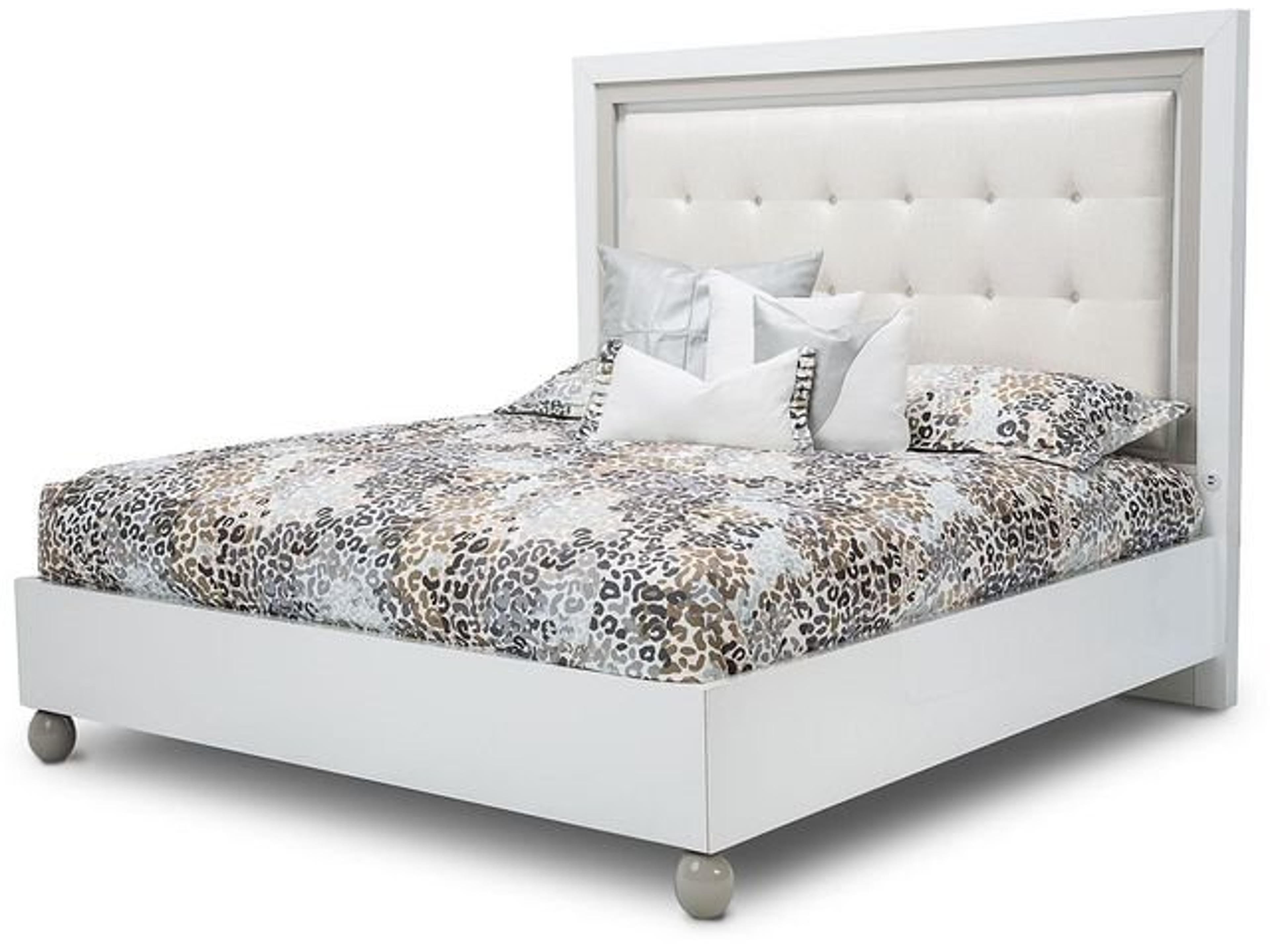 Gilded White Wood California King Platform Bed