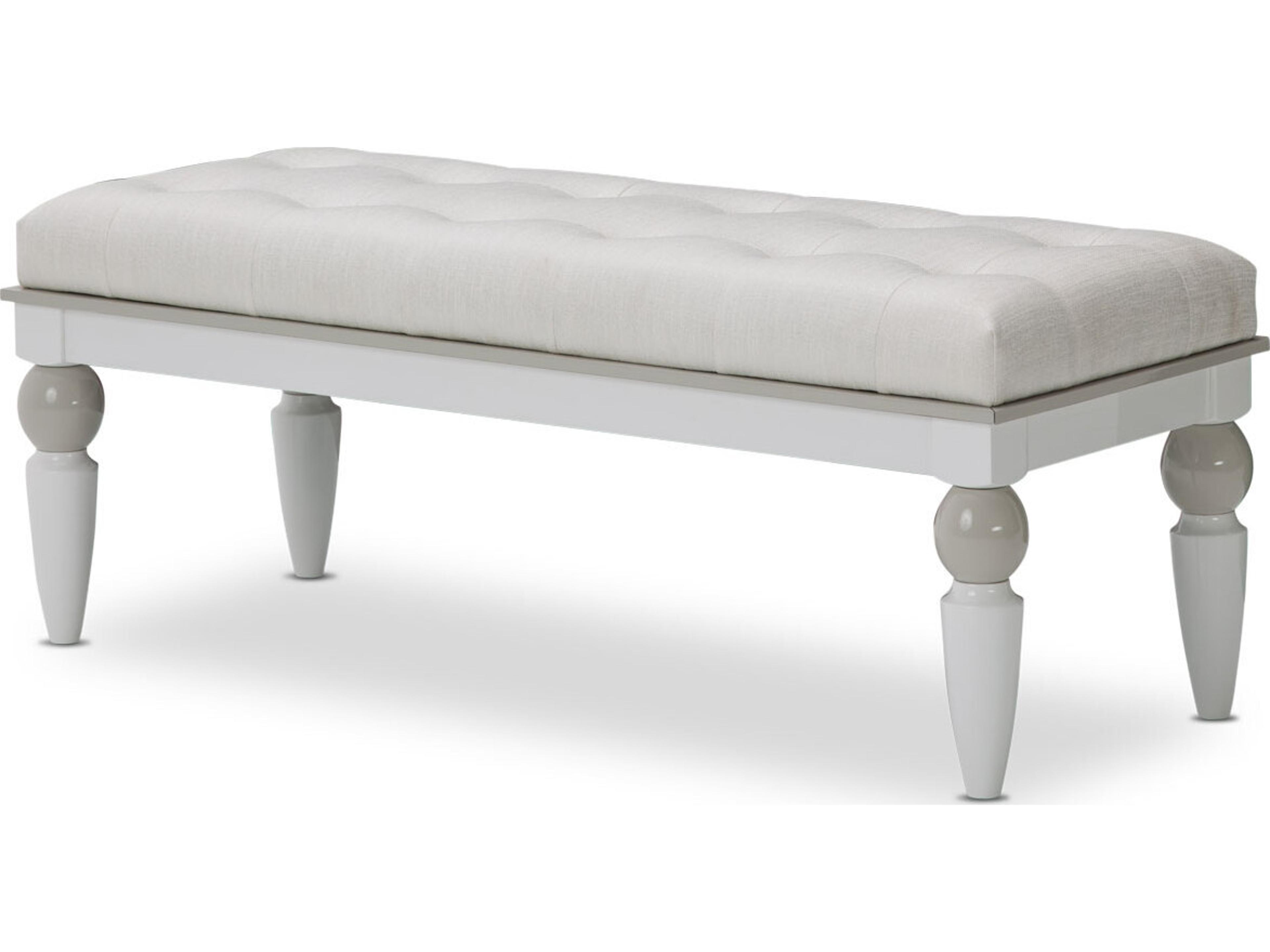 Sky Tower White Upholstered Accent Bench