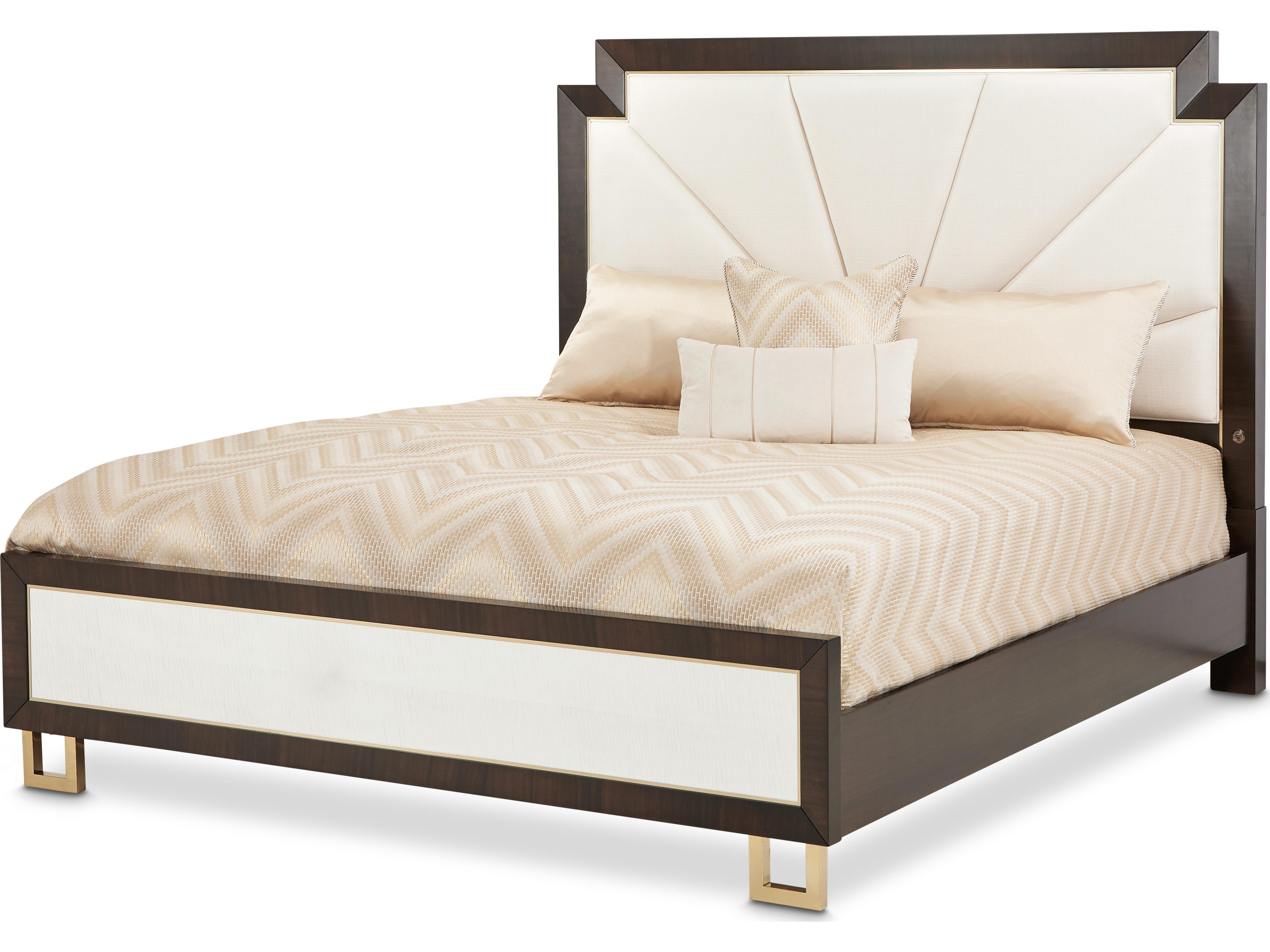 Belmont Place Cream Espresso Brown Poplar Wood Upholstered California King Platform Bed
