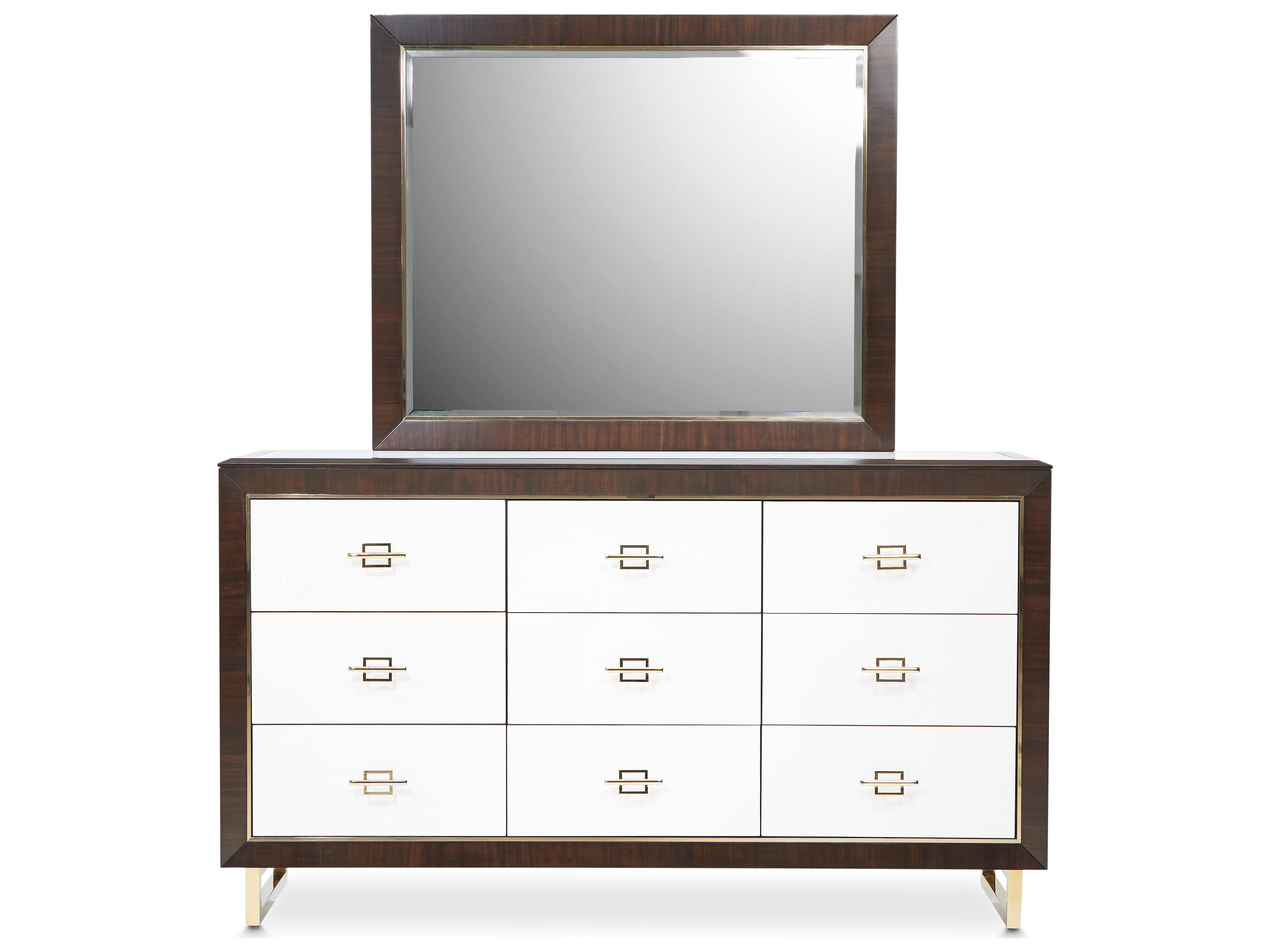 Belmont Place Brown Poplar Wood Dresser with Mirror