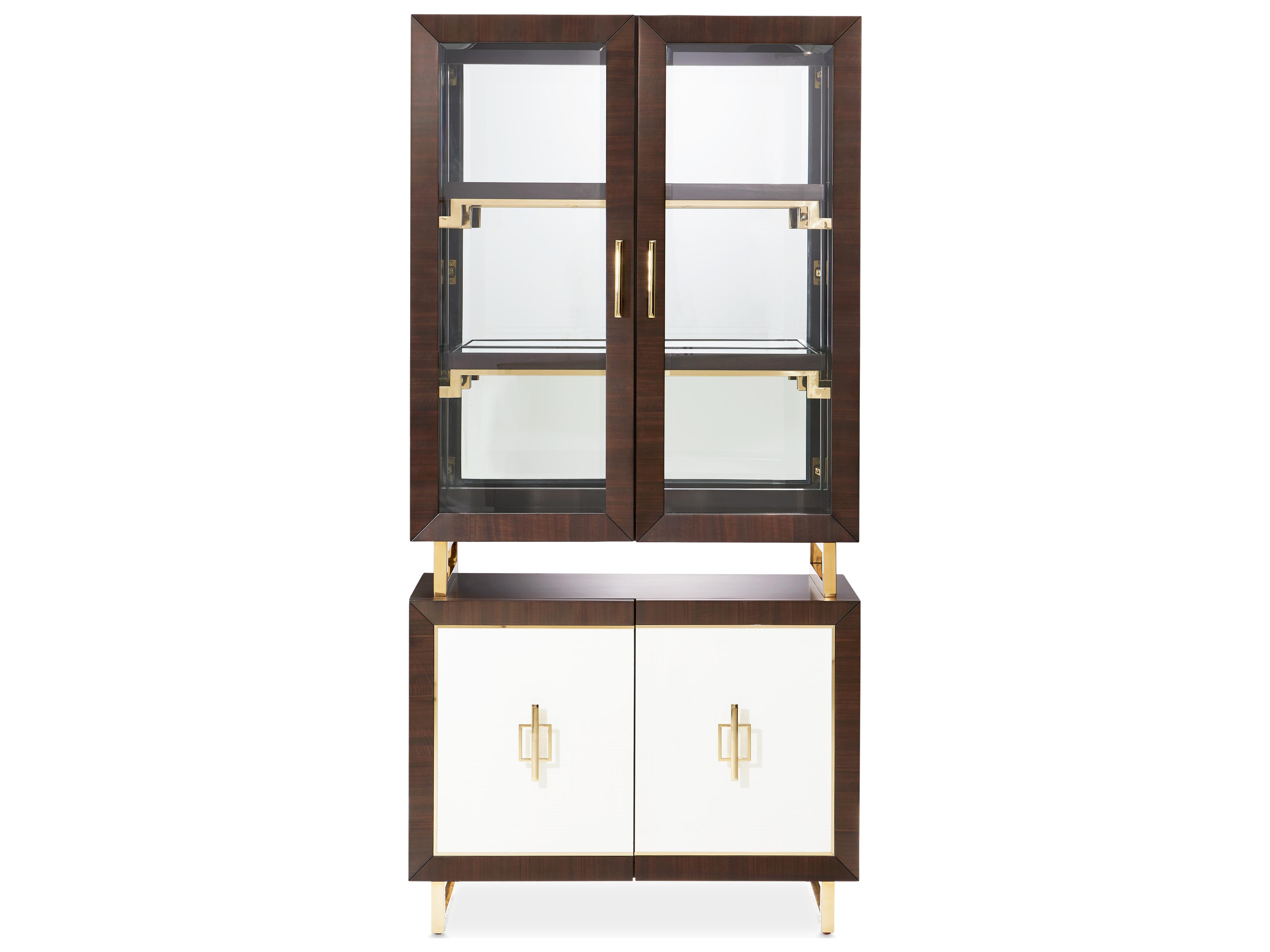 Belmont Place Poplar Wood Espresso Display Cabinet