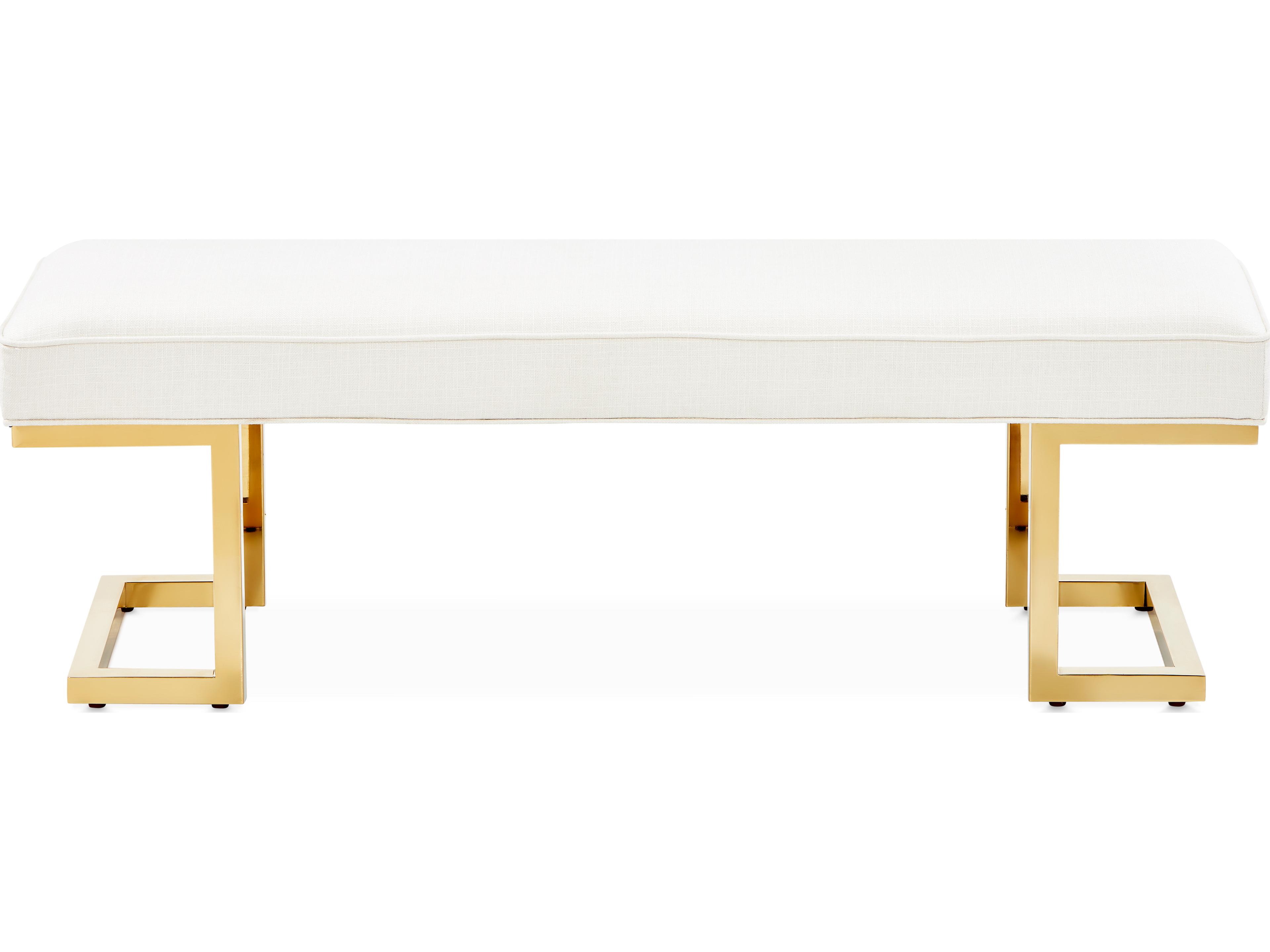 Belmont Place Cream Gold Upholstered Accent Bench