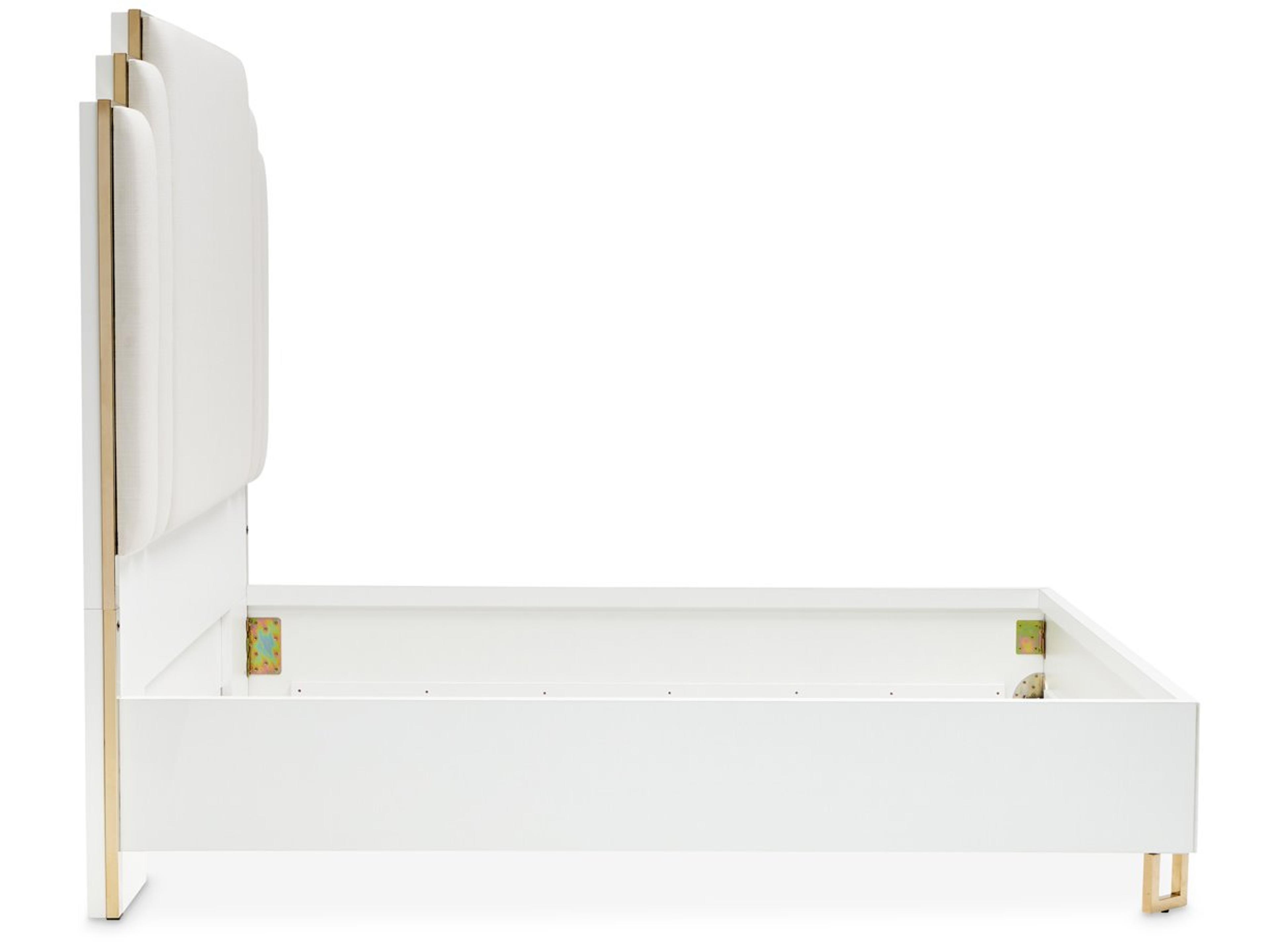 Luxecor Gilded White Upholstered King Platform Bed