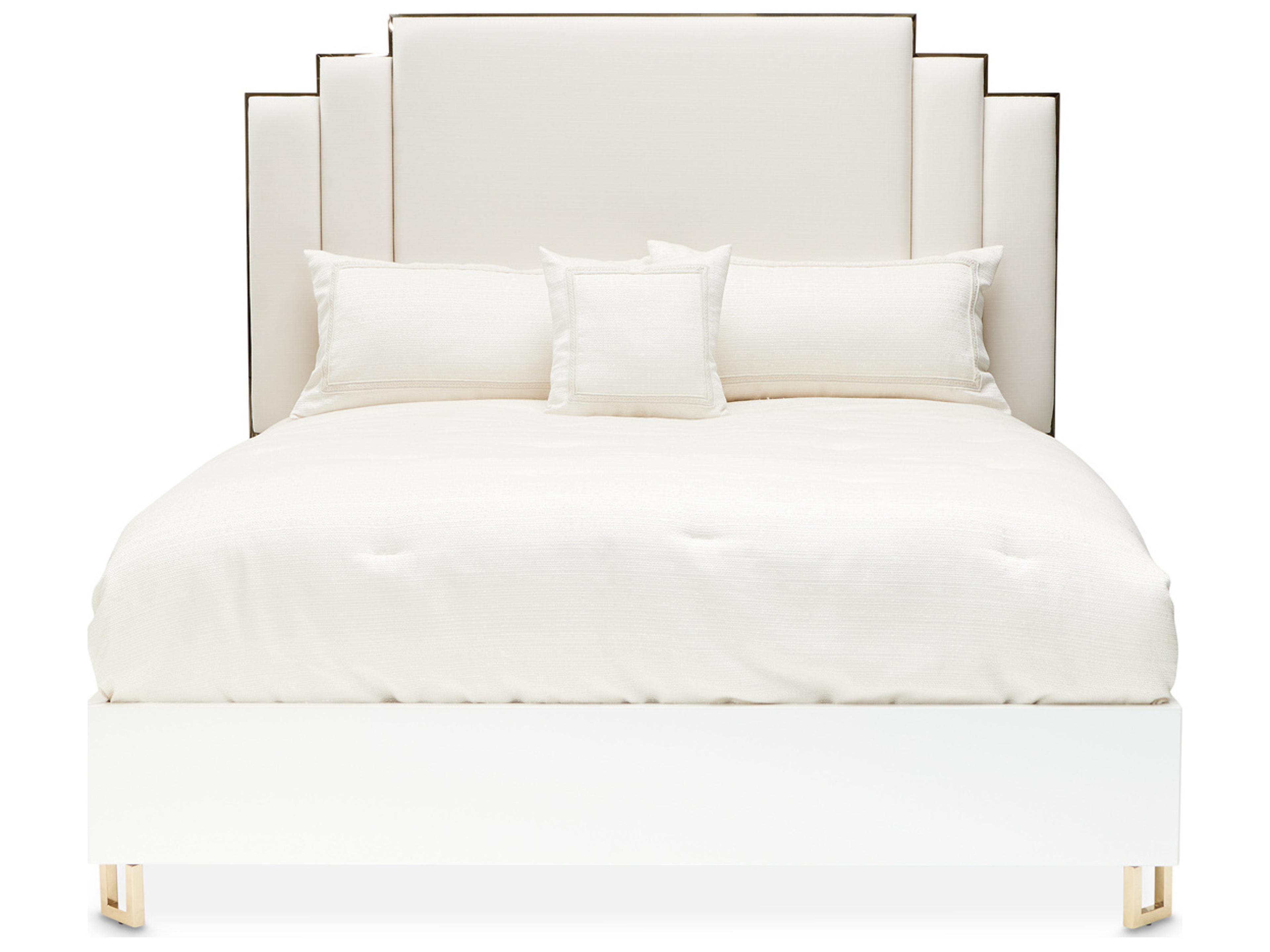 Palm Gate White Upholstered King Platform Bed