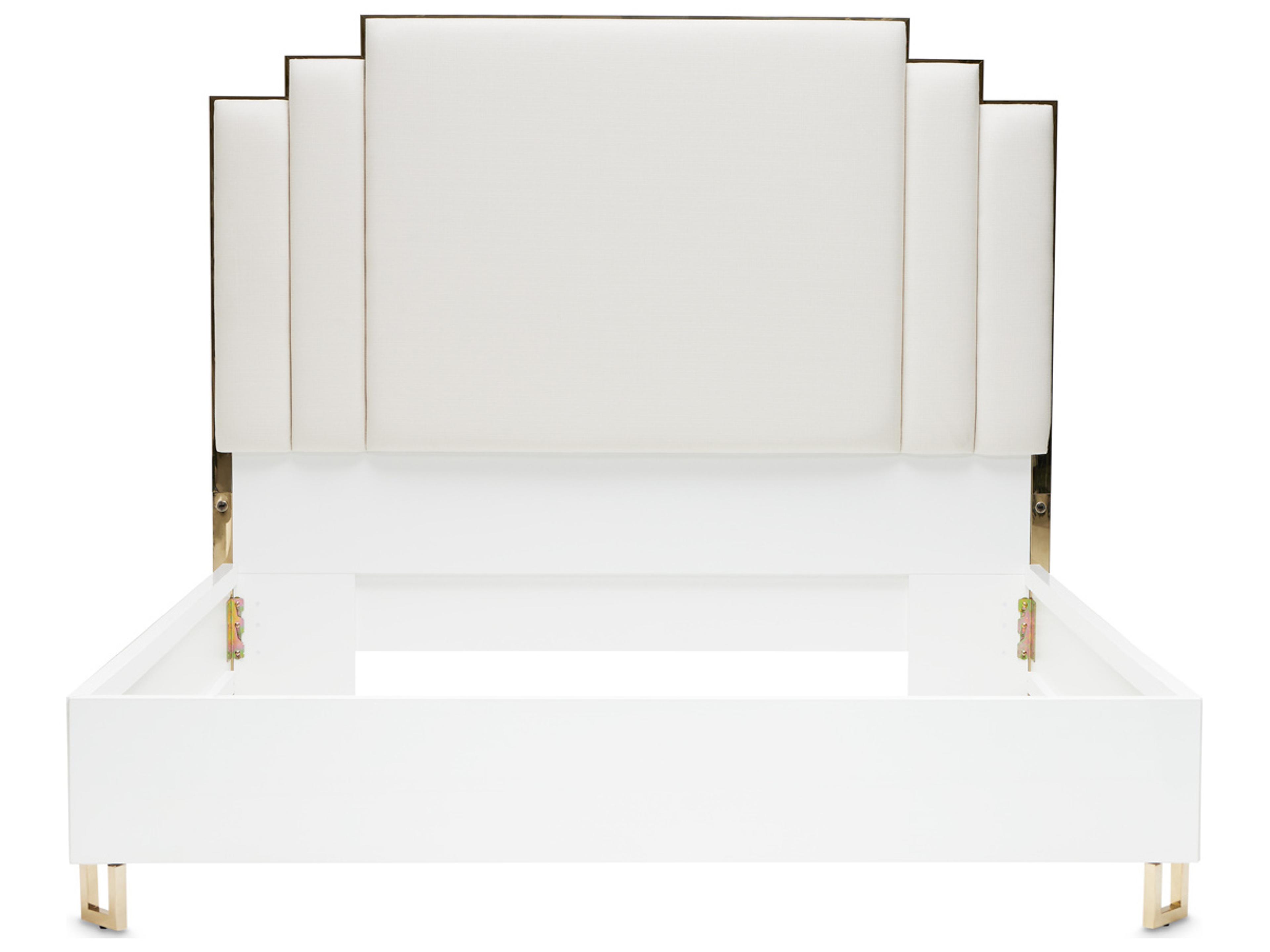 Luxecor Gilded White Upholstered King Platform Bed