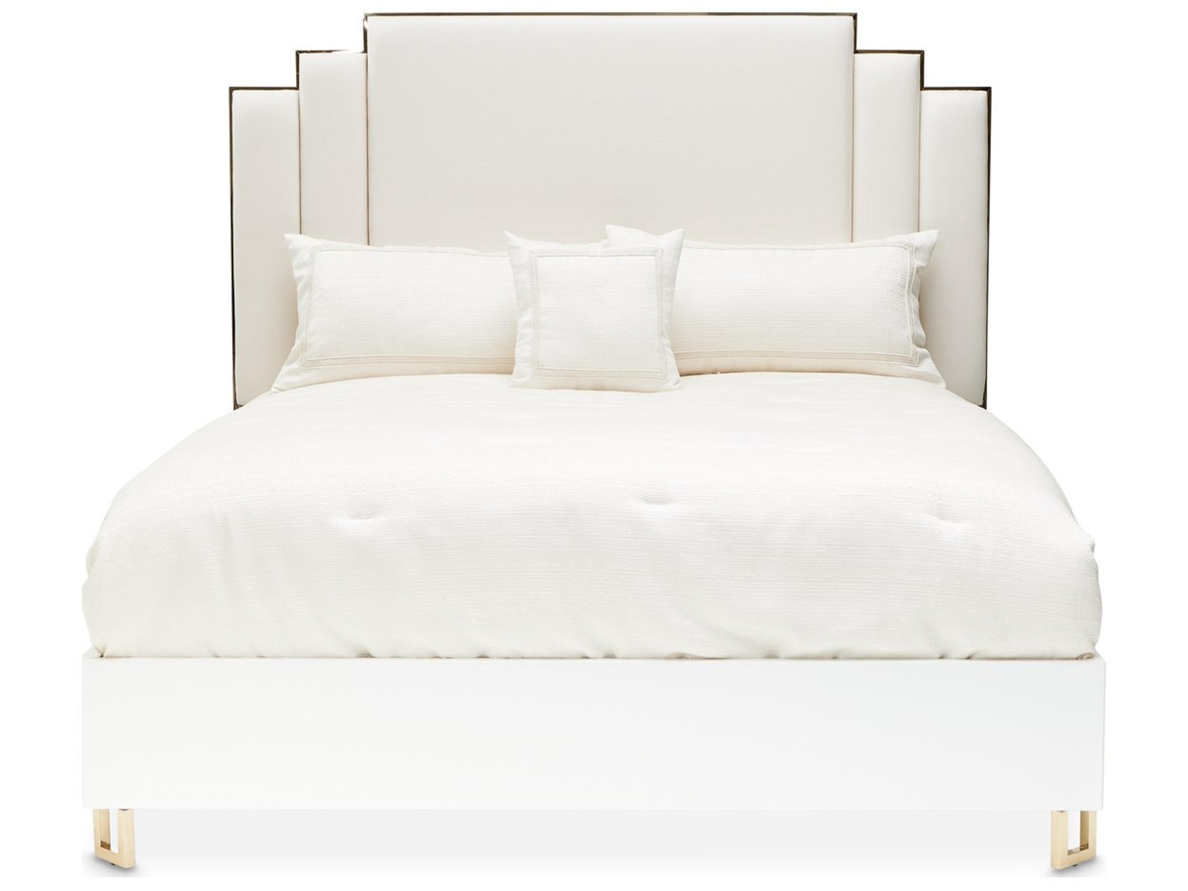 Luxecor Gilded White Upholstered Queen Platform Bed