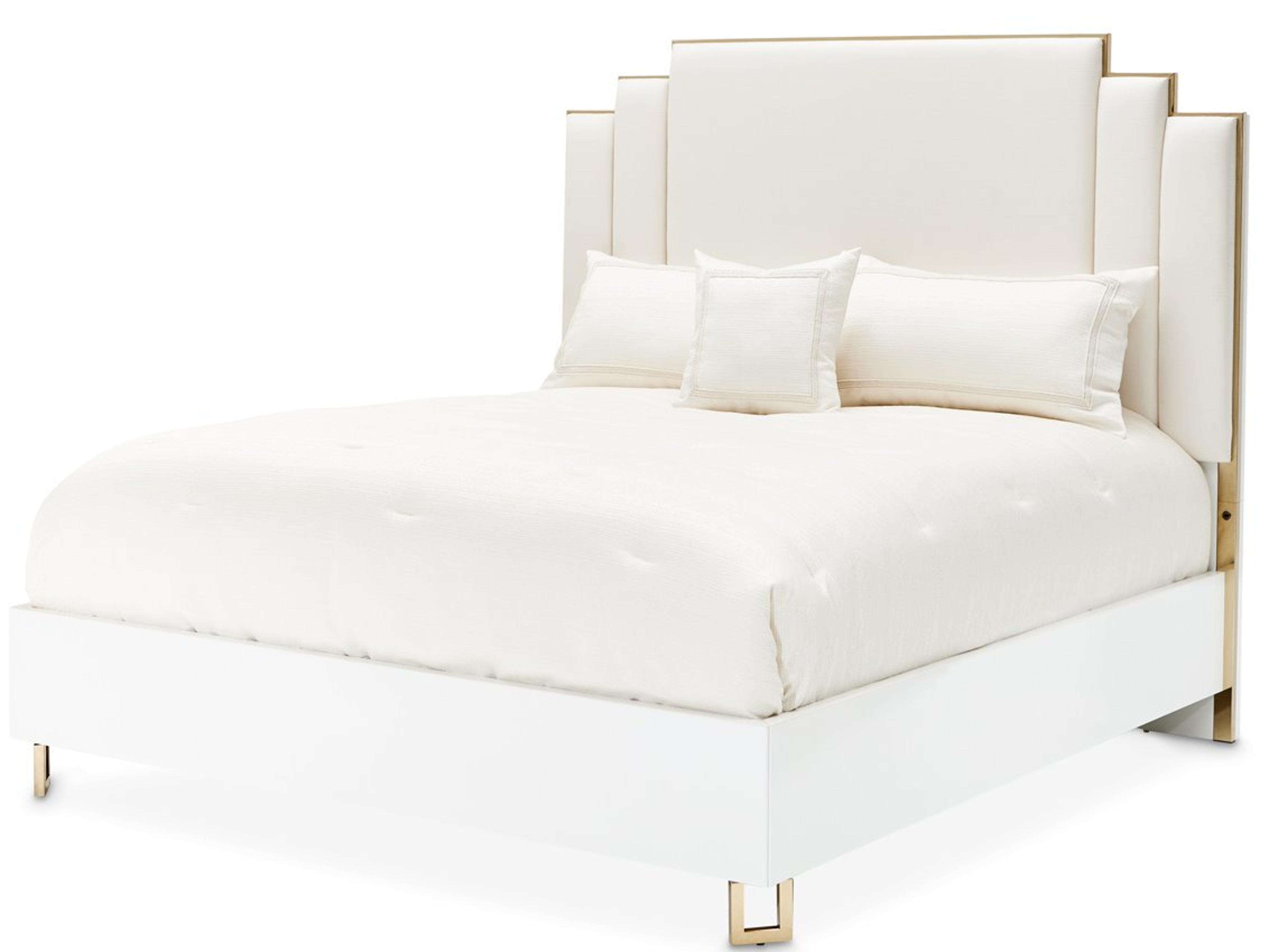 Palm Gate White Upholstered Queen Platform Bed