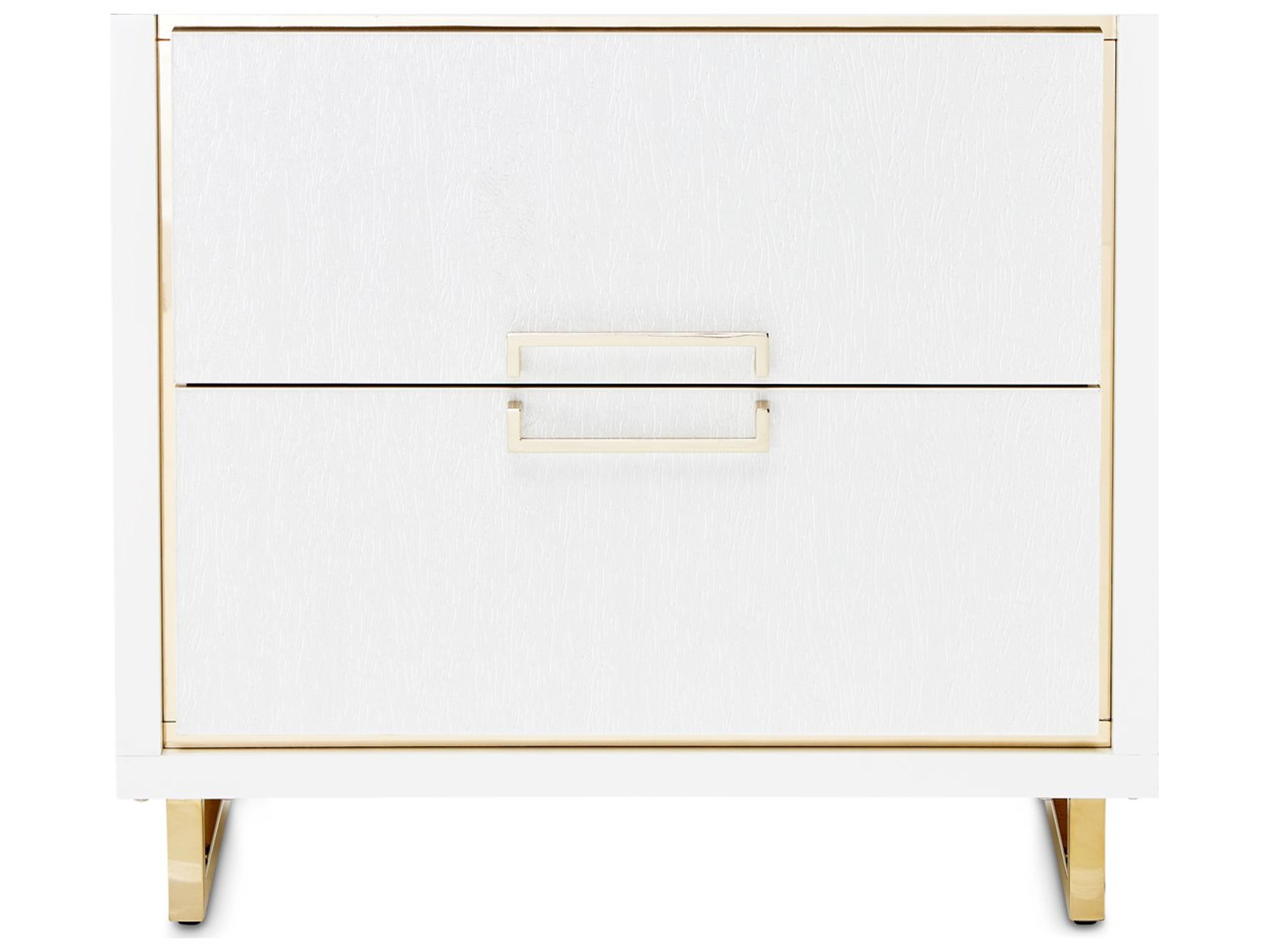 Luxecor Gilded 2-Drawers White Nightstand