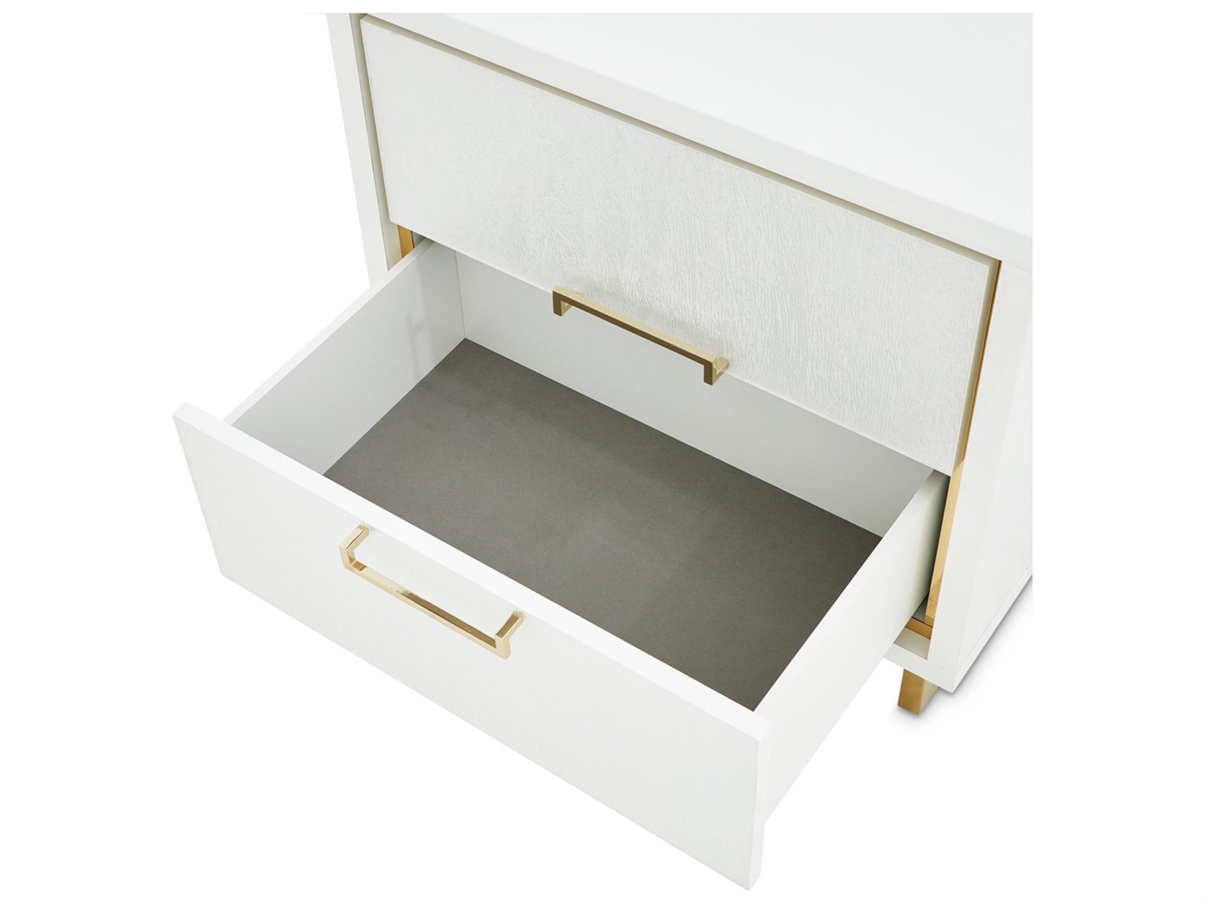 Luxecor Gilded 2-Drawers White Nightstand