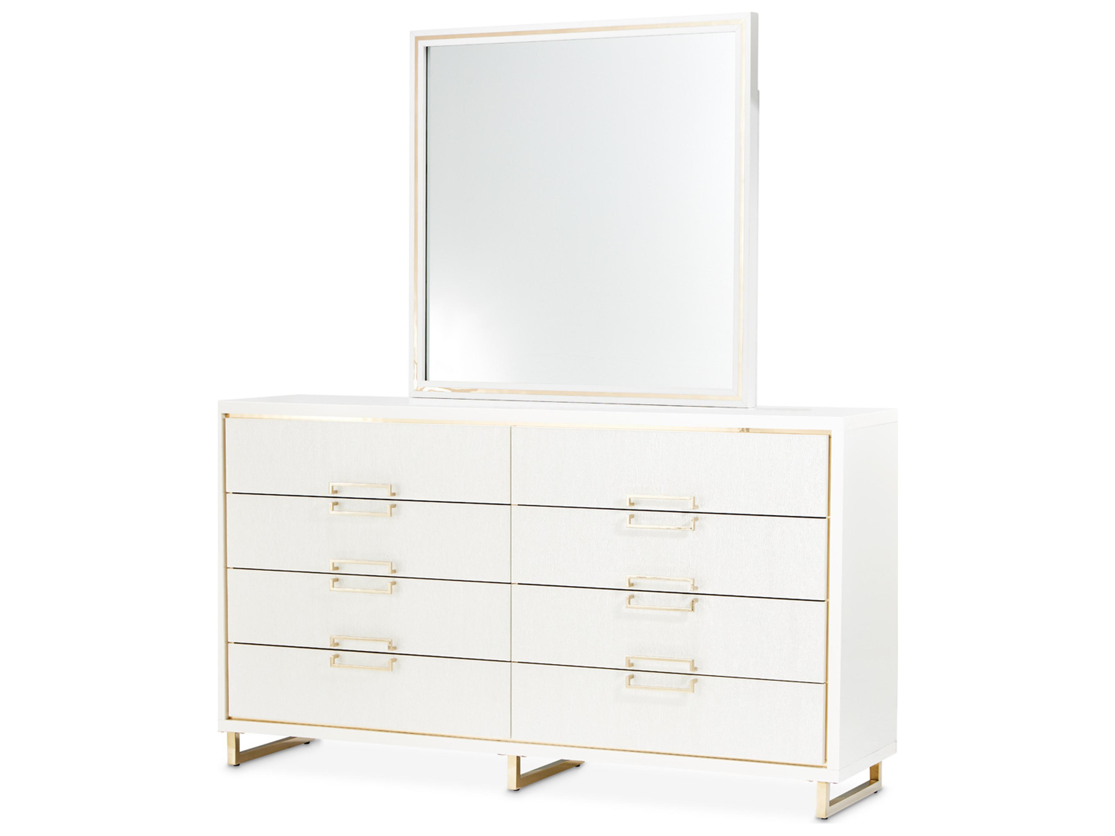 Palm Gate White Double Dresser With Mirror Set