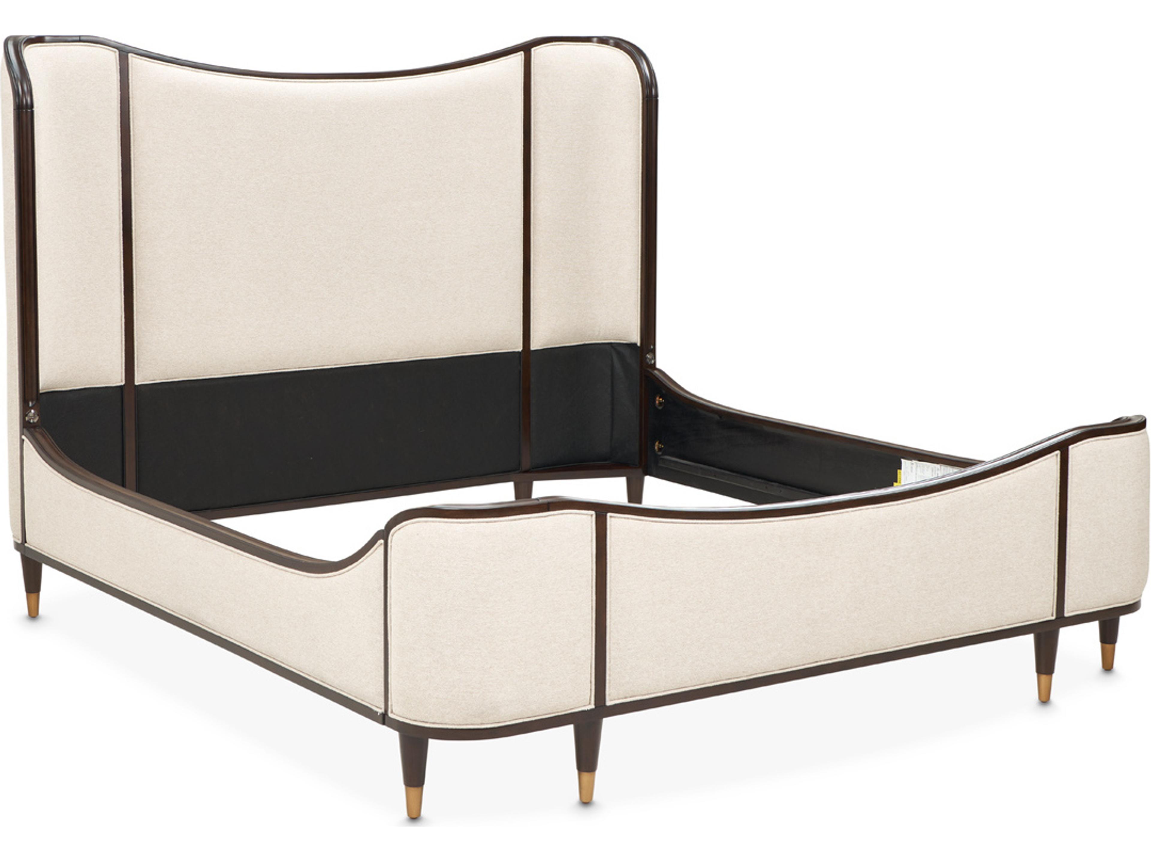 Luxecor Gilded Linen Warm Pecan Beige Poplar Wood Upholstered Queen Panel Bed