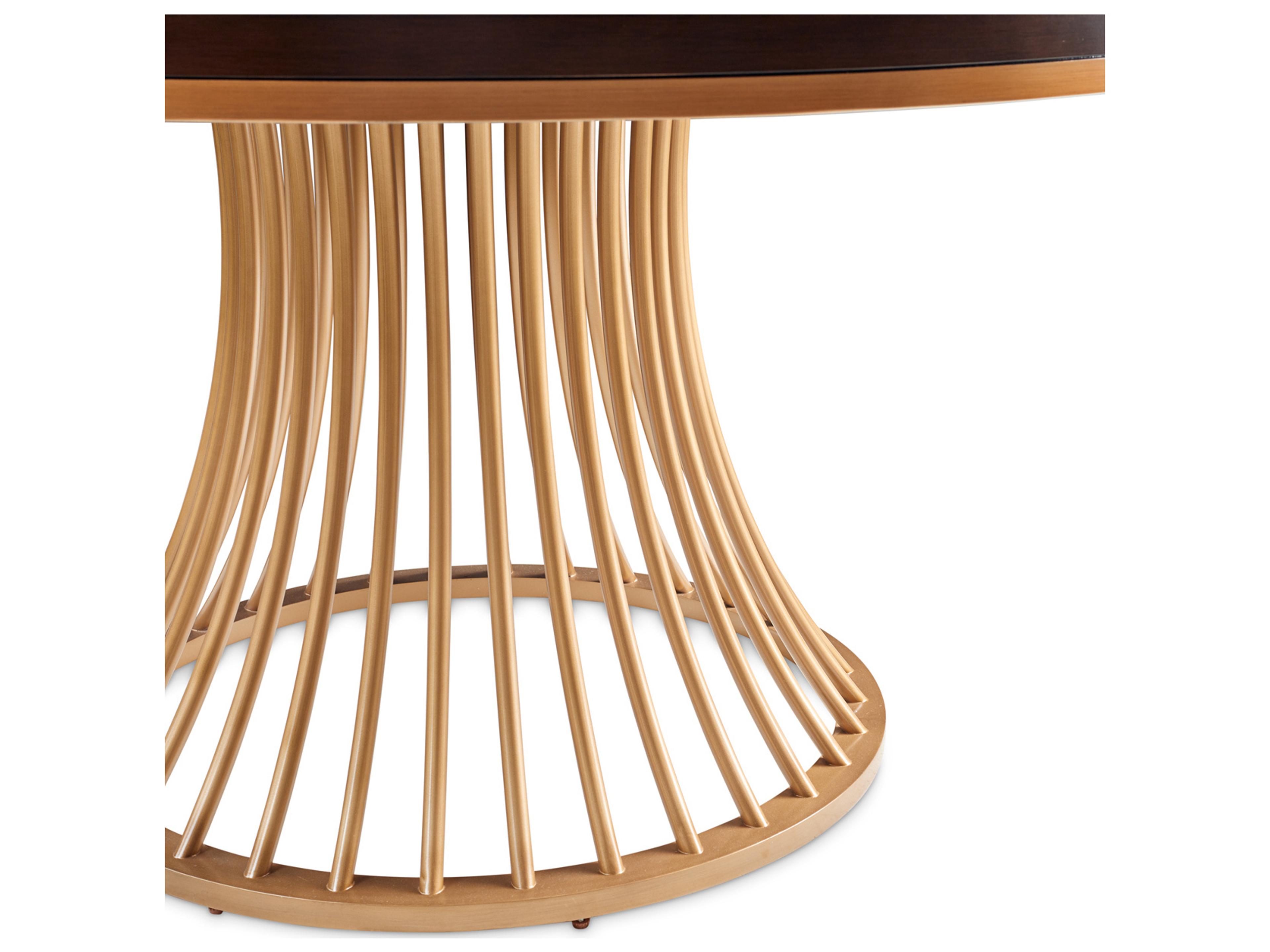 Luxecor Gilded Warm Pecan Round Wood Dining Table