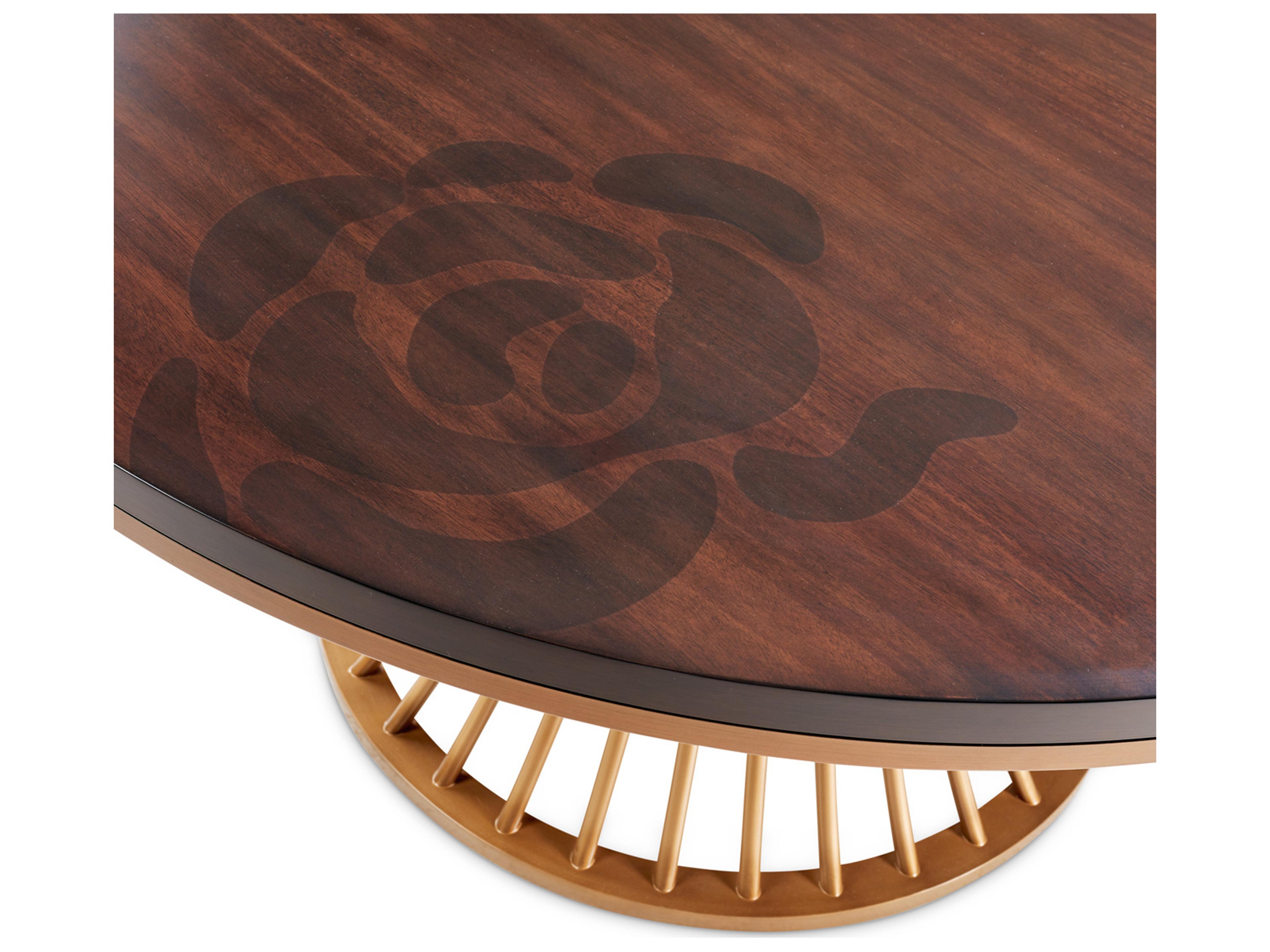 Luxecor Gilded Warm Pecan Round Wood Dining Table
