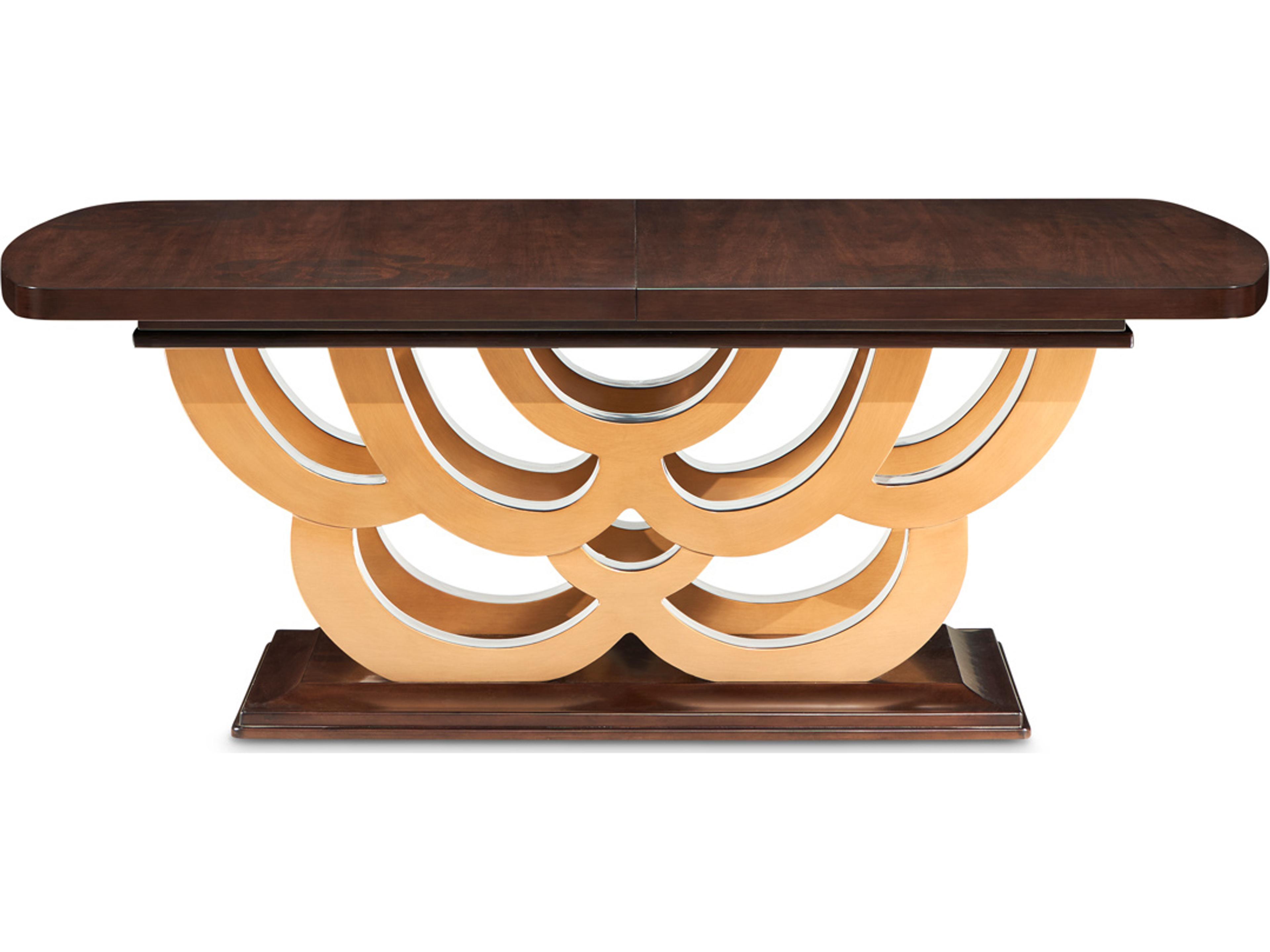 Luxecor Gilded Warm Pecan Rectangular Wood Dining Table