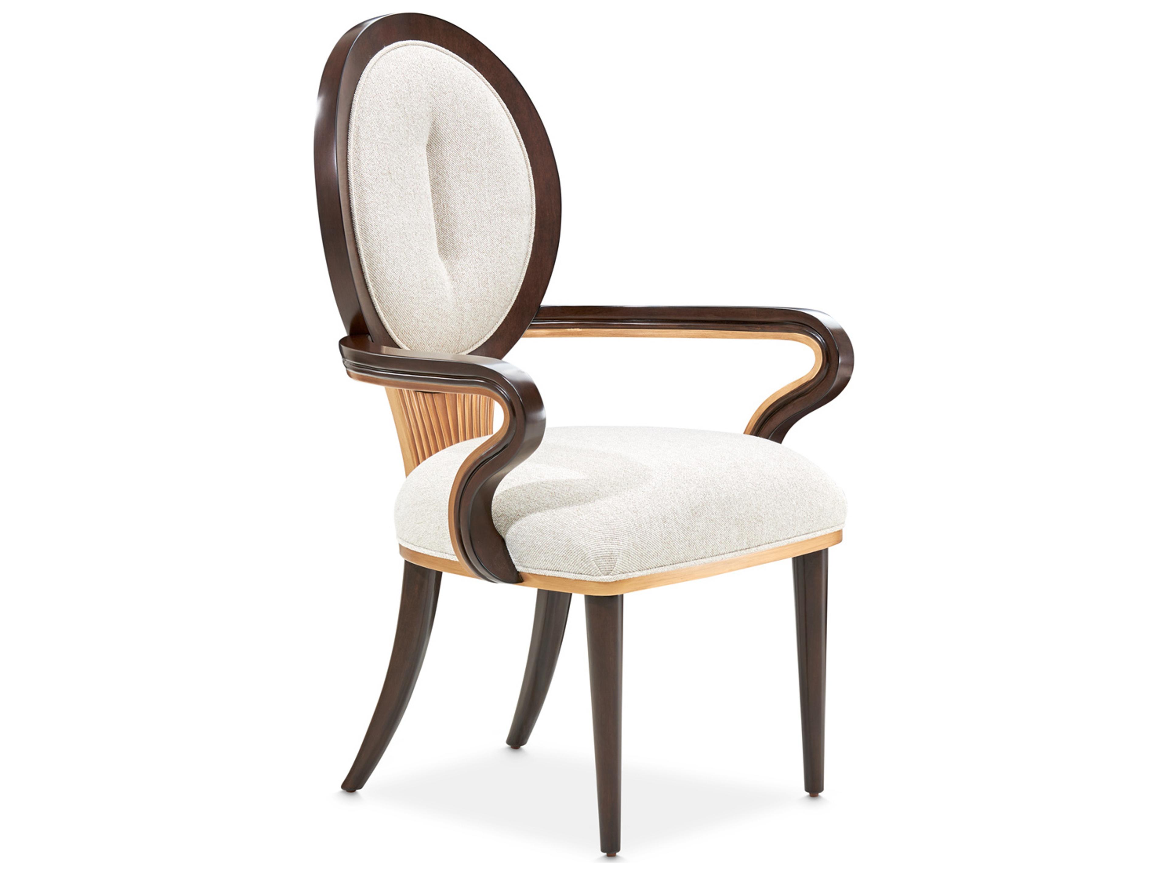 Luxecor Gilded Warm Pecan Rubberwood Brown Upholstered Arm Dining Chair