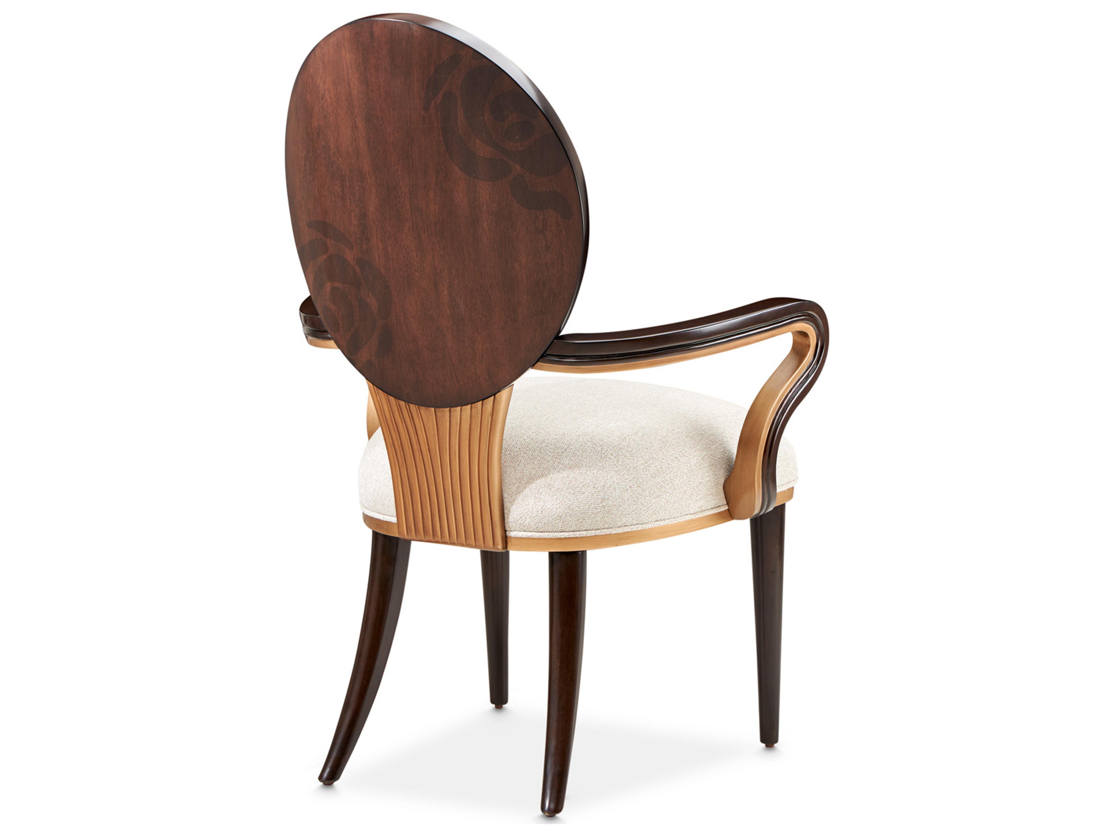 Luxecor Gilded Warm Pecan Rubberwood Brown Upholstered Arm Dining Chair