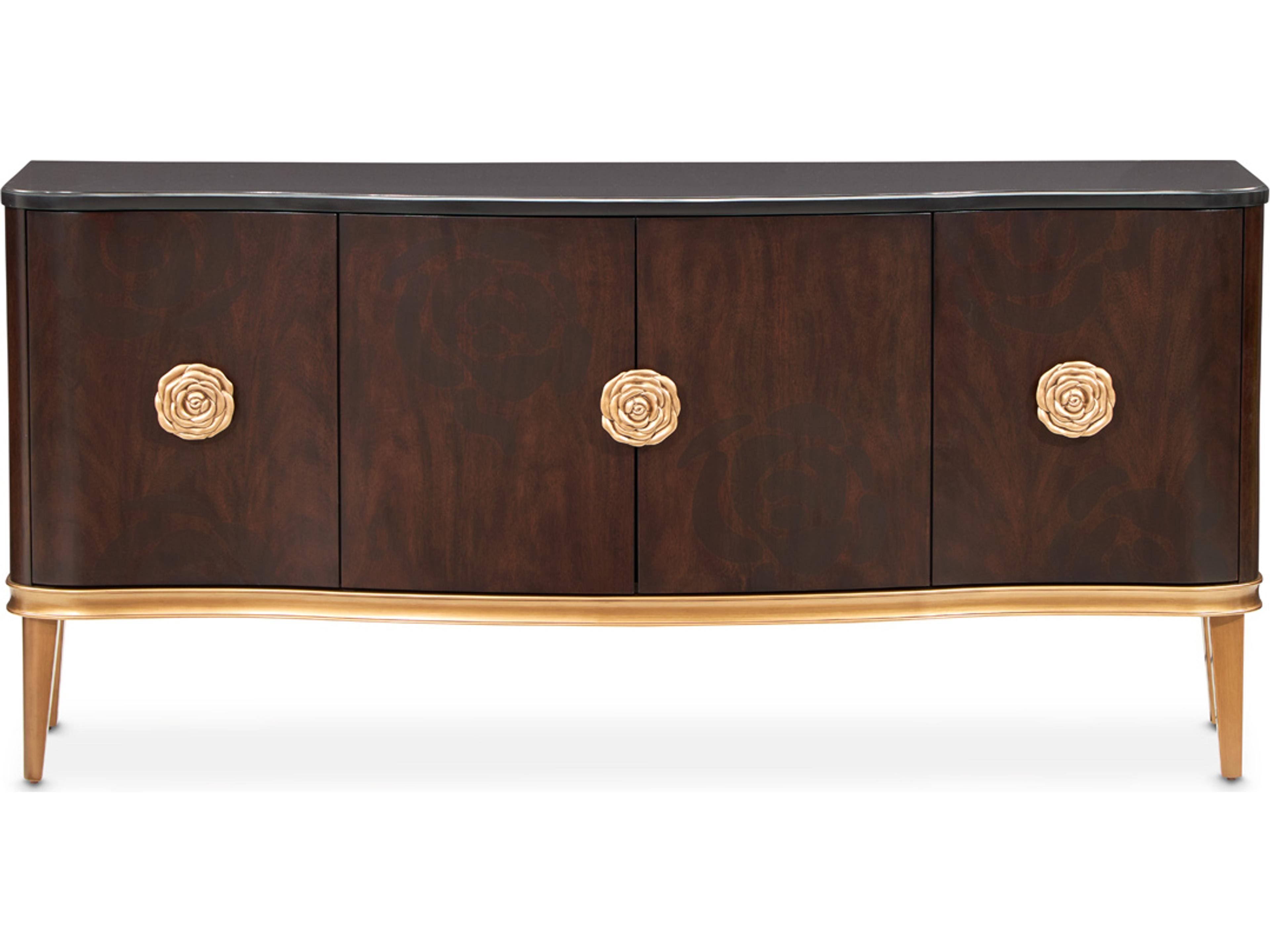 Luxecor Gilded 72" Poplar Wood Warm Pecan Sideboard