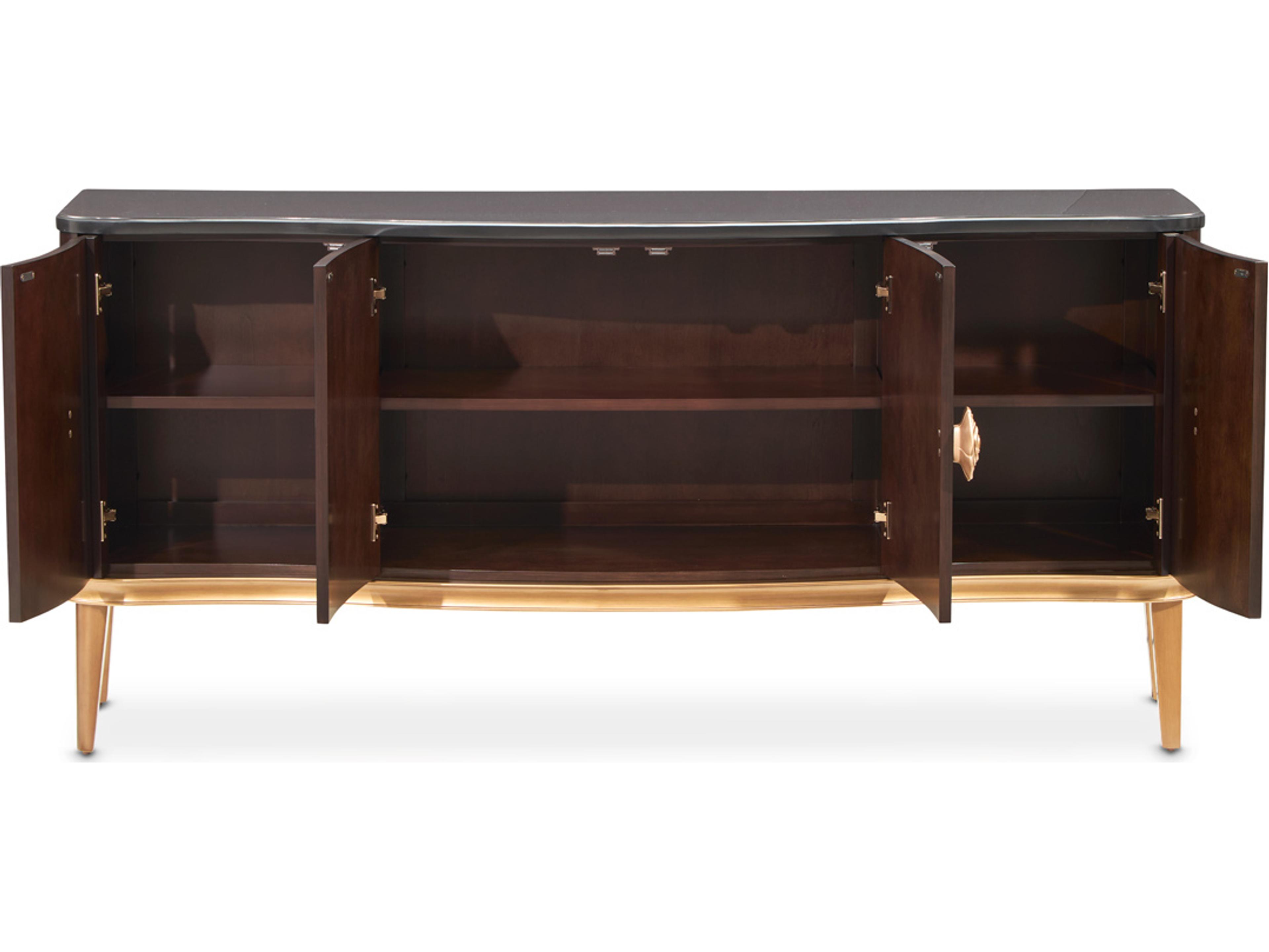 Luxecor Gilded 72" Poplar Wood Warm Pecan Sideboard