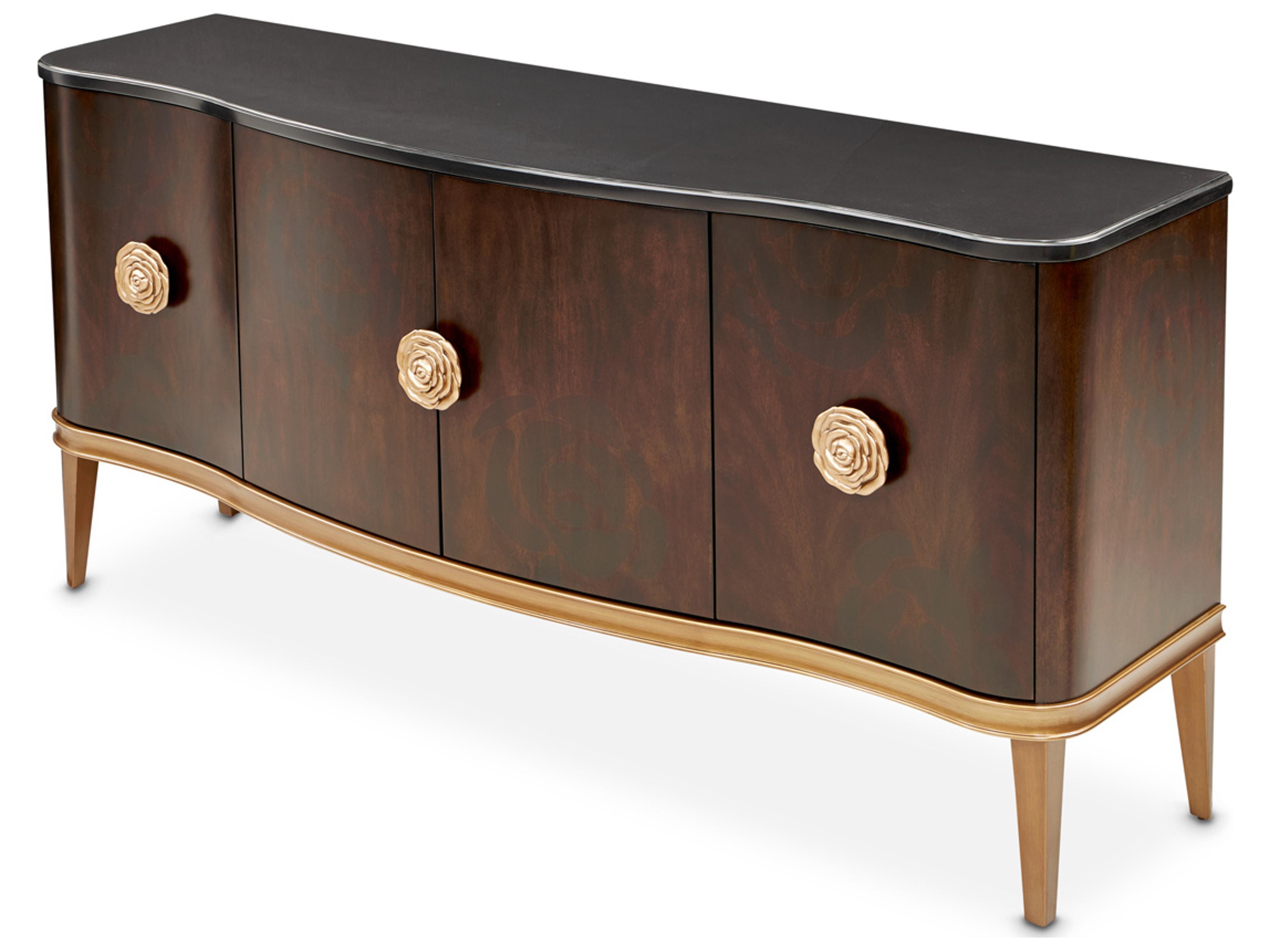 Luxecor Gilded 72" Poplar Wood Warm Pecan Sideboard