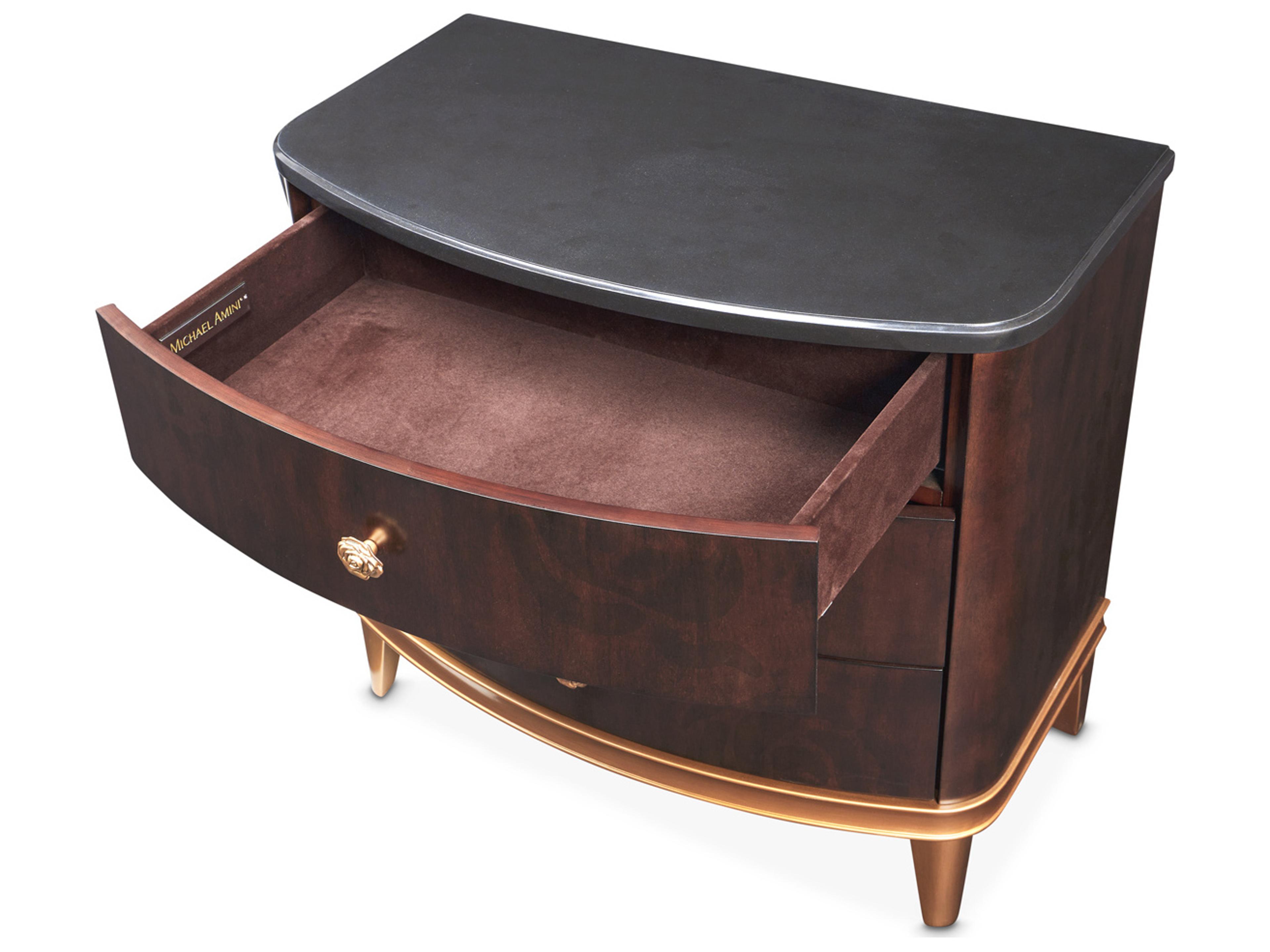 Luxecor Gilded 3-Drawers Brown Poplar Wood Warm Pecan Nightstand