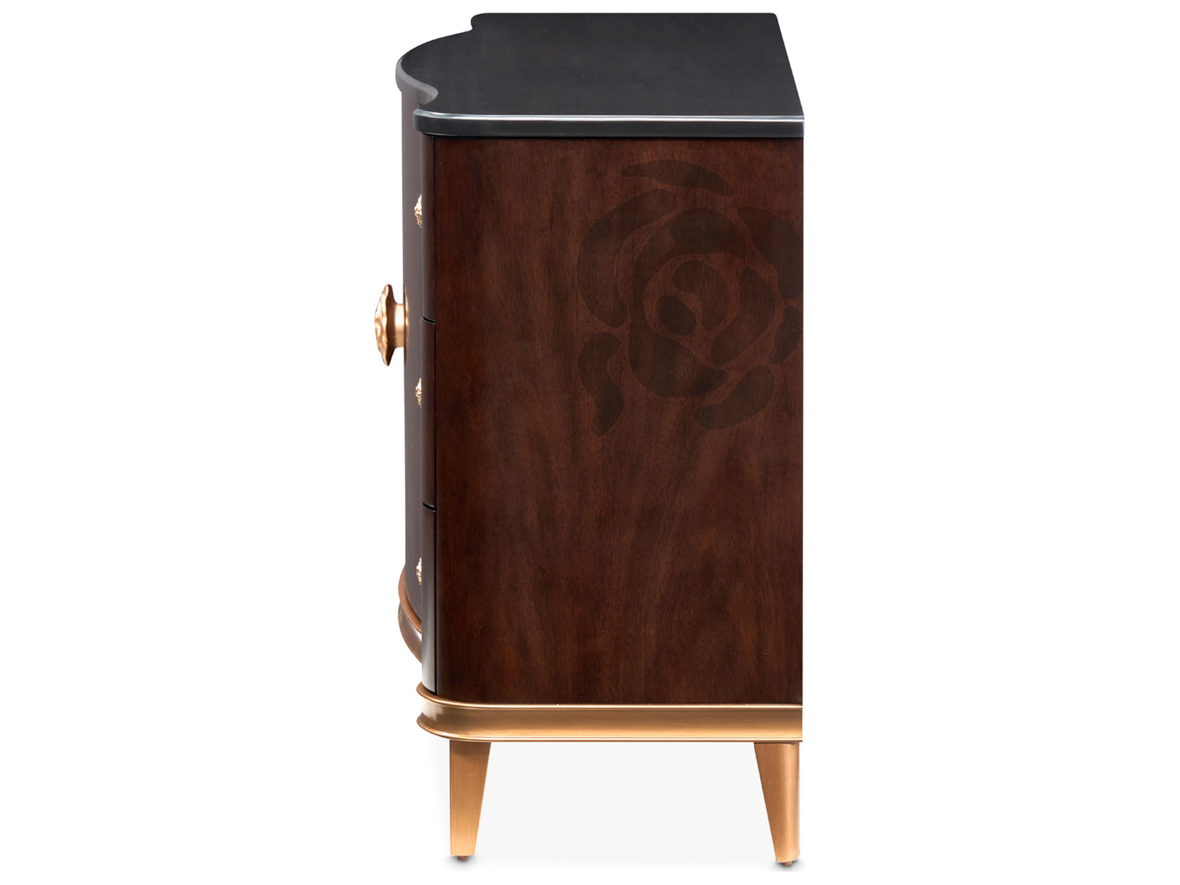 Luxecor Gilded 6-Drawers Brown Poplar Wood Warm Pecan Dresser