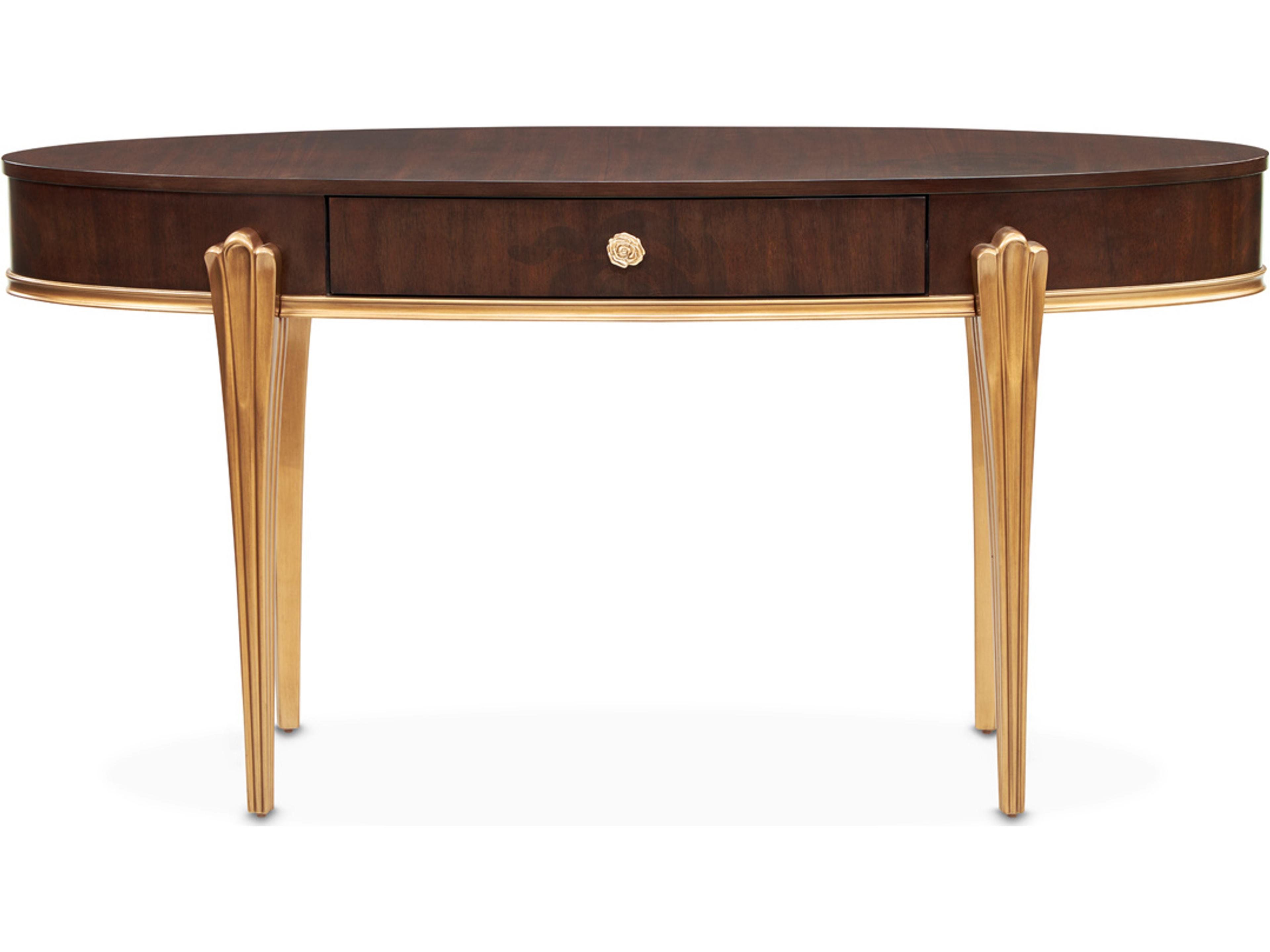 Luxecor Gilded Warm Pecan Poplar Wood Vanity Table