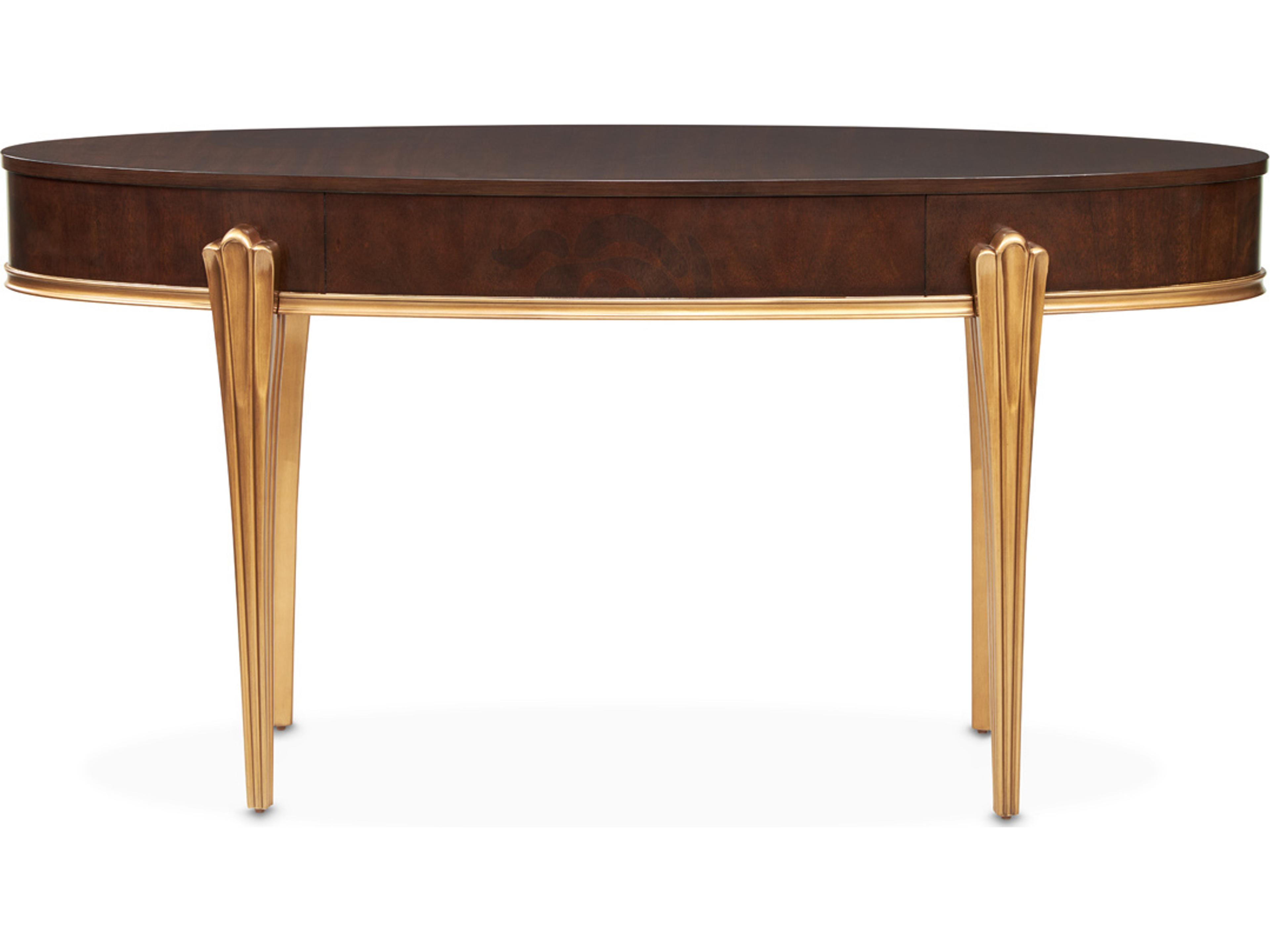 Luxecor Gilded Warm Pecan Poplar Wood Vanity Table